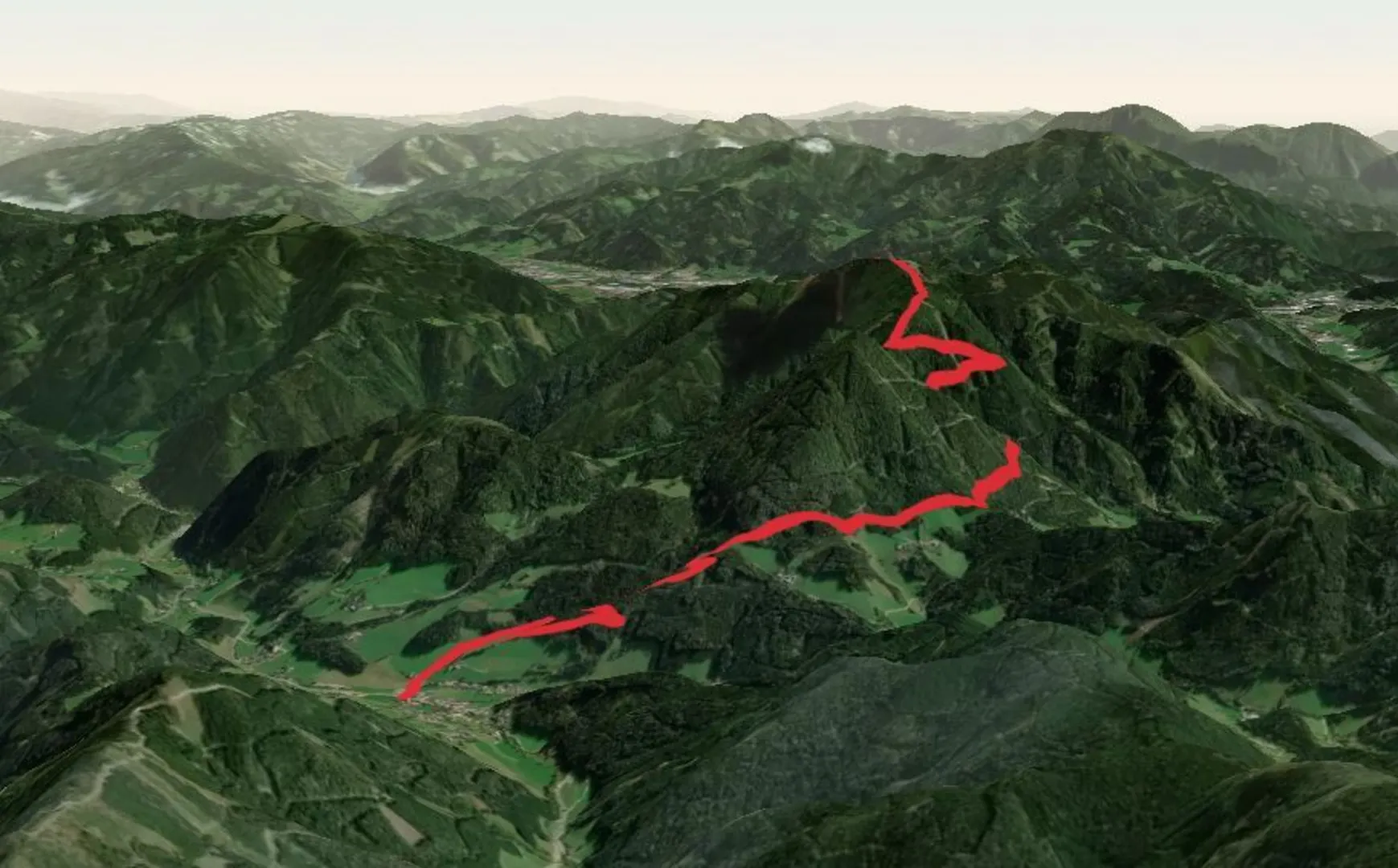 An image depicting the trail Von Etmißl auf den Floning and its surrounding area.