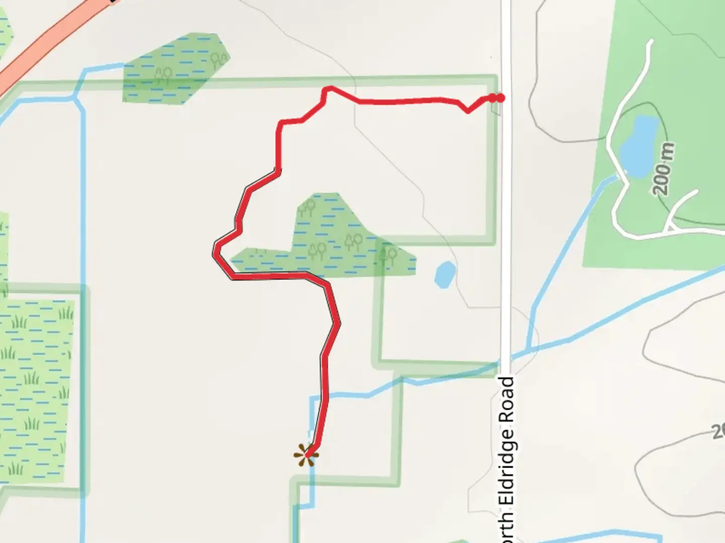 An image depicting the trail North Eldridge Road and its surrounding area.