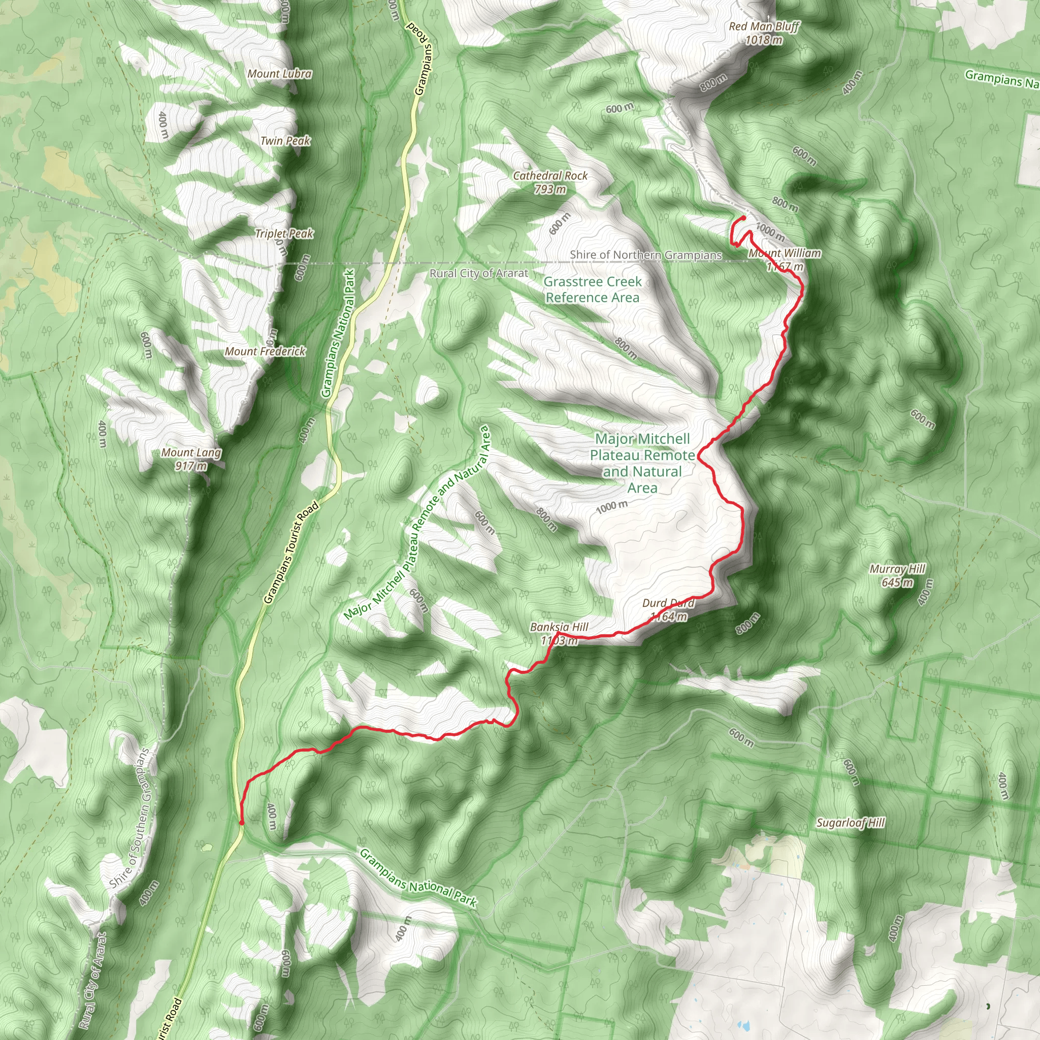 Major Mitchell Plateau Trail mobile static map