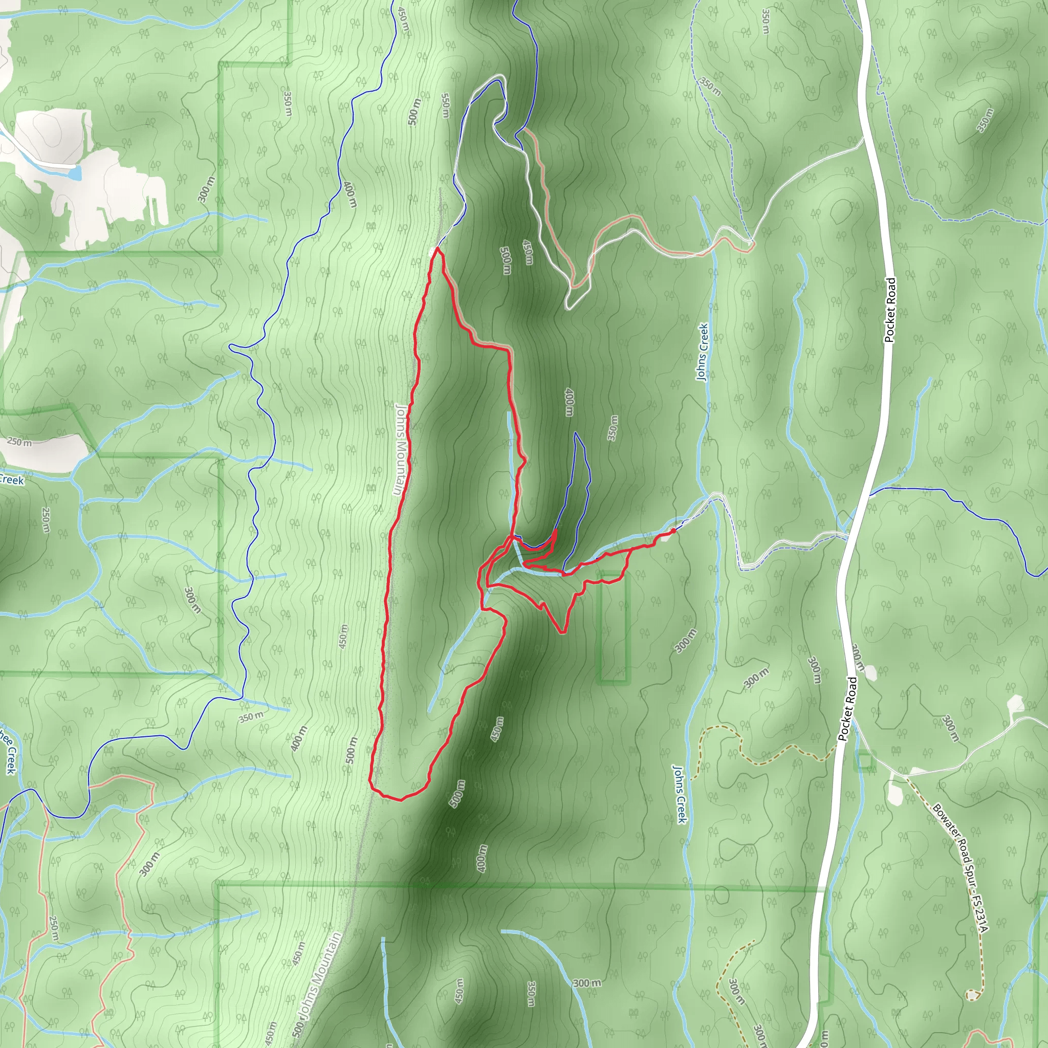 Johns Mountain Loop Trail mobile static map