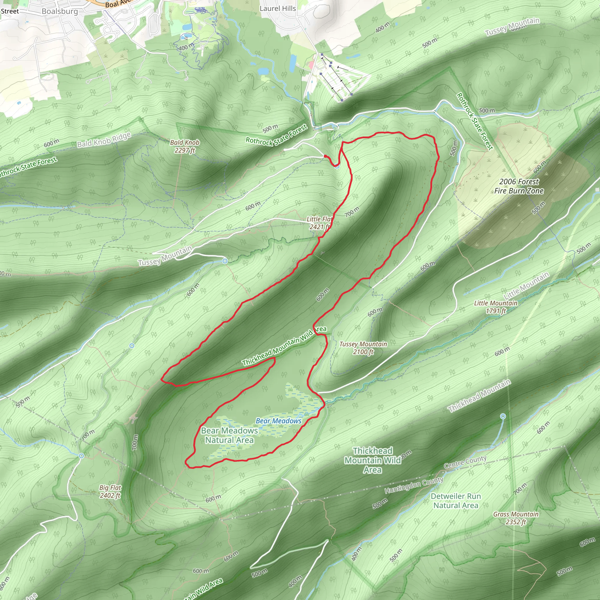 Little Flat and Bear Meadows Loop mobile static map