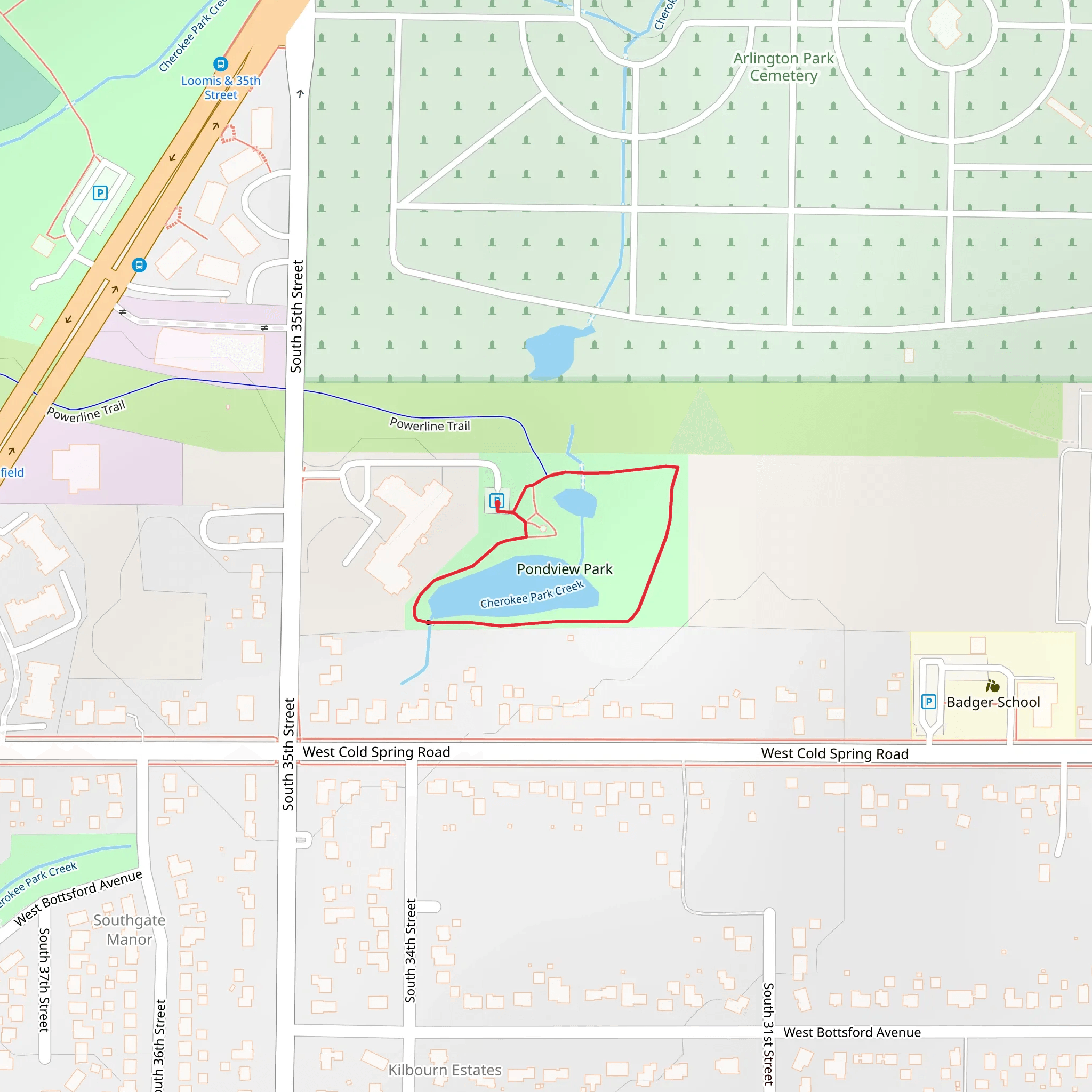 Cherokee Park Creek Loop mobile static map