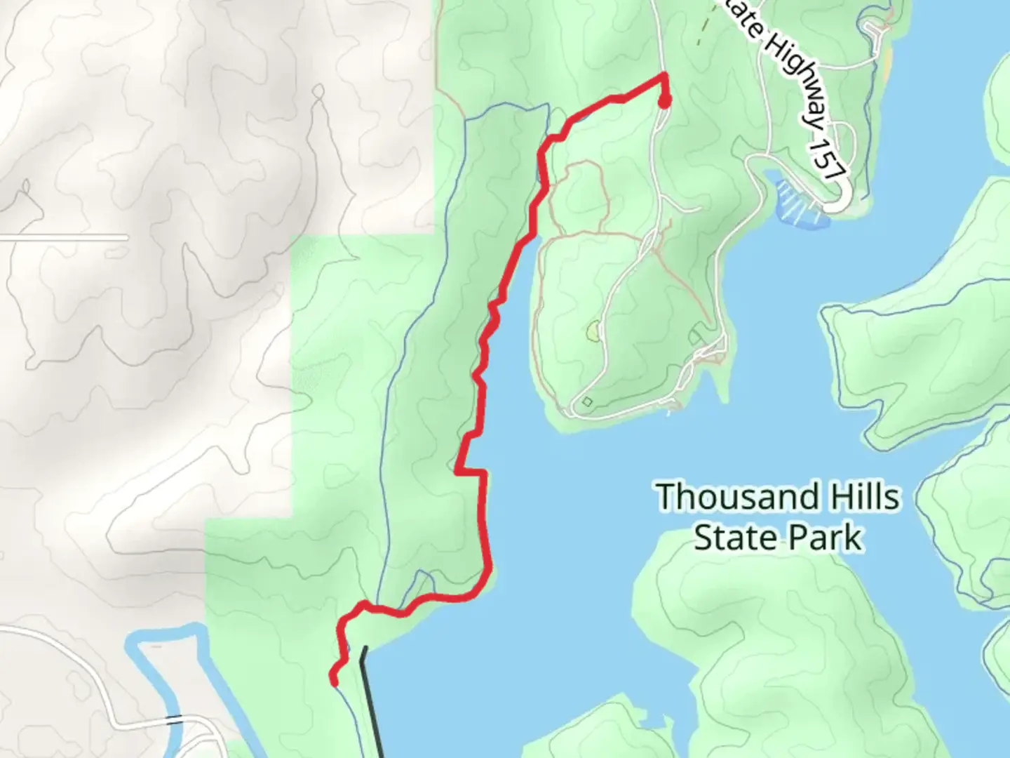 An image depicting the trail Forest Lake and Thousand Hills Trail and its surrounding area.