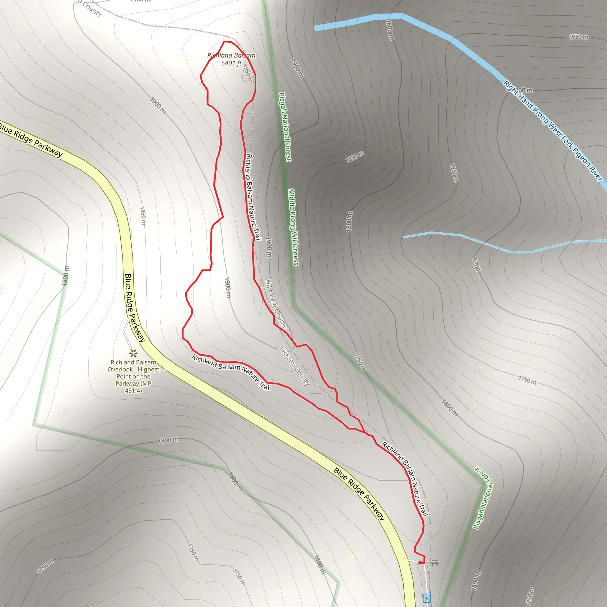 Richland Balsam Nature Loop Trail mobile static map