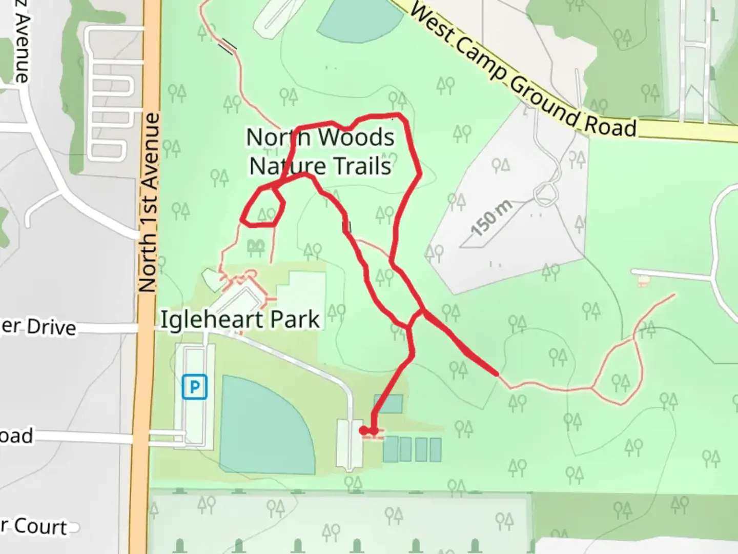 An image depicting the trail North Woods Nature Loop Trails and its surrounding area.