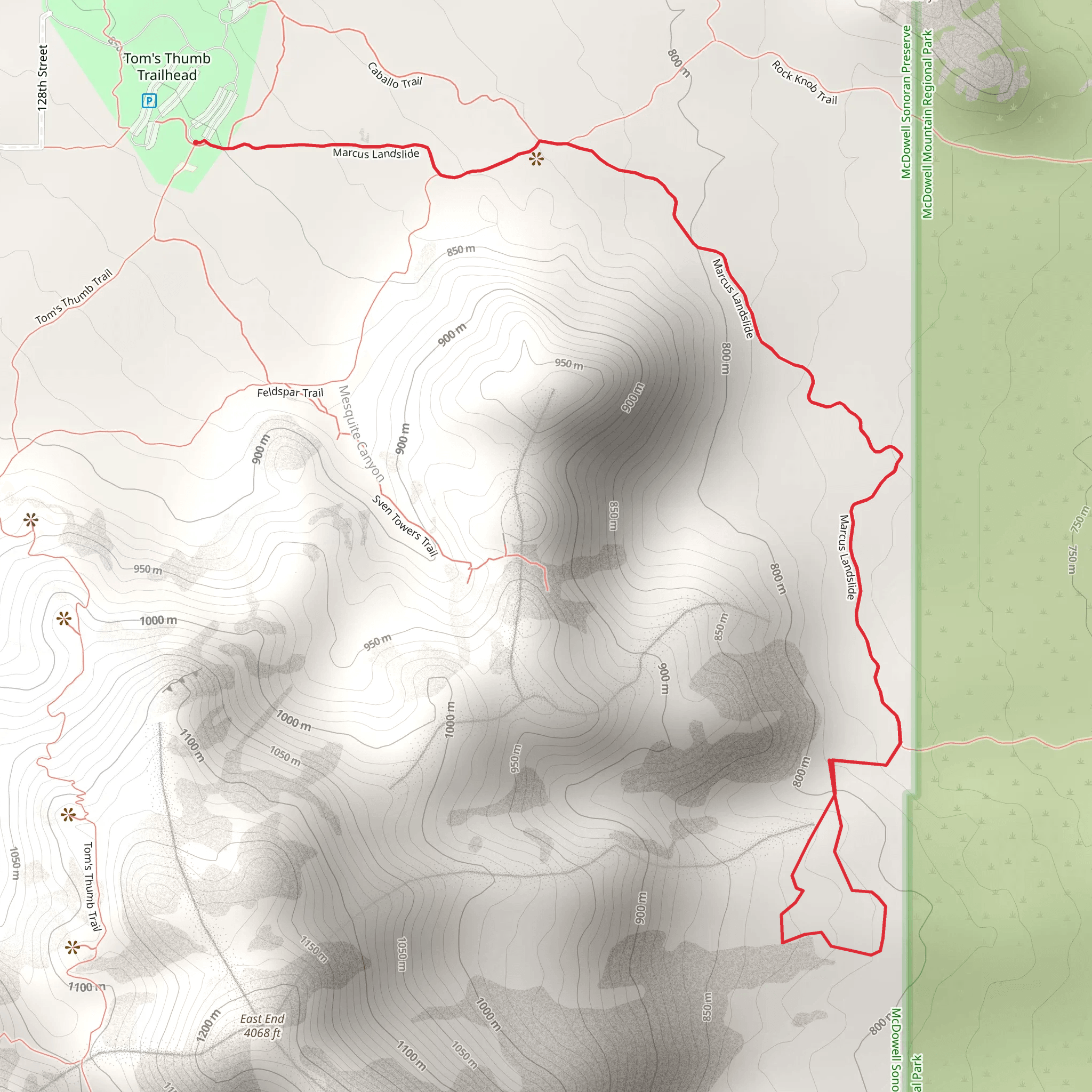 East Pinnacle Peak South Walk mobile static map