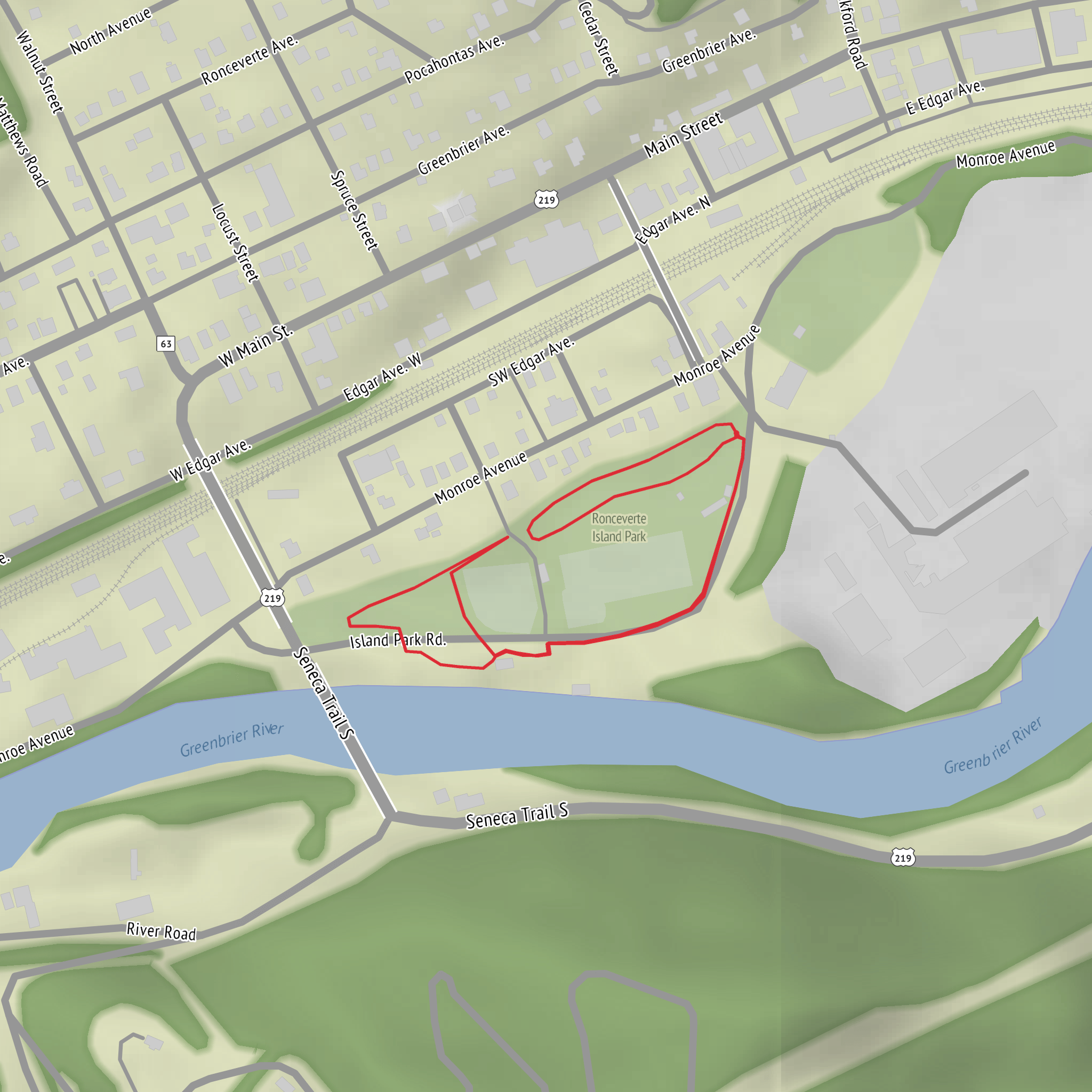 Ronceverte Island Park Loop mobile static map