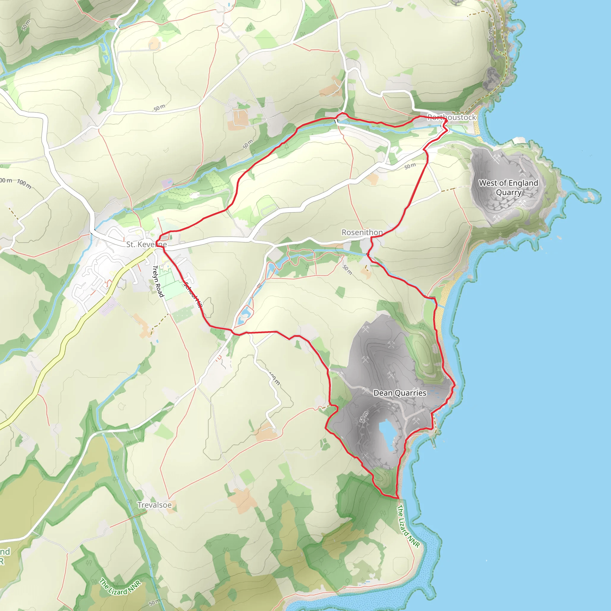 Porthoustock and St Keverne Walk mobile static map
