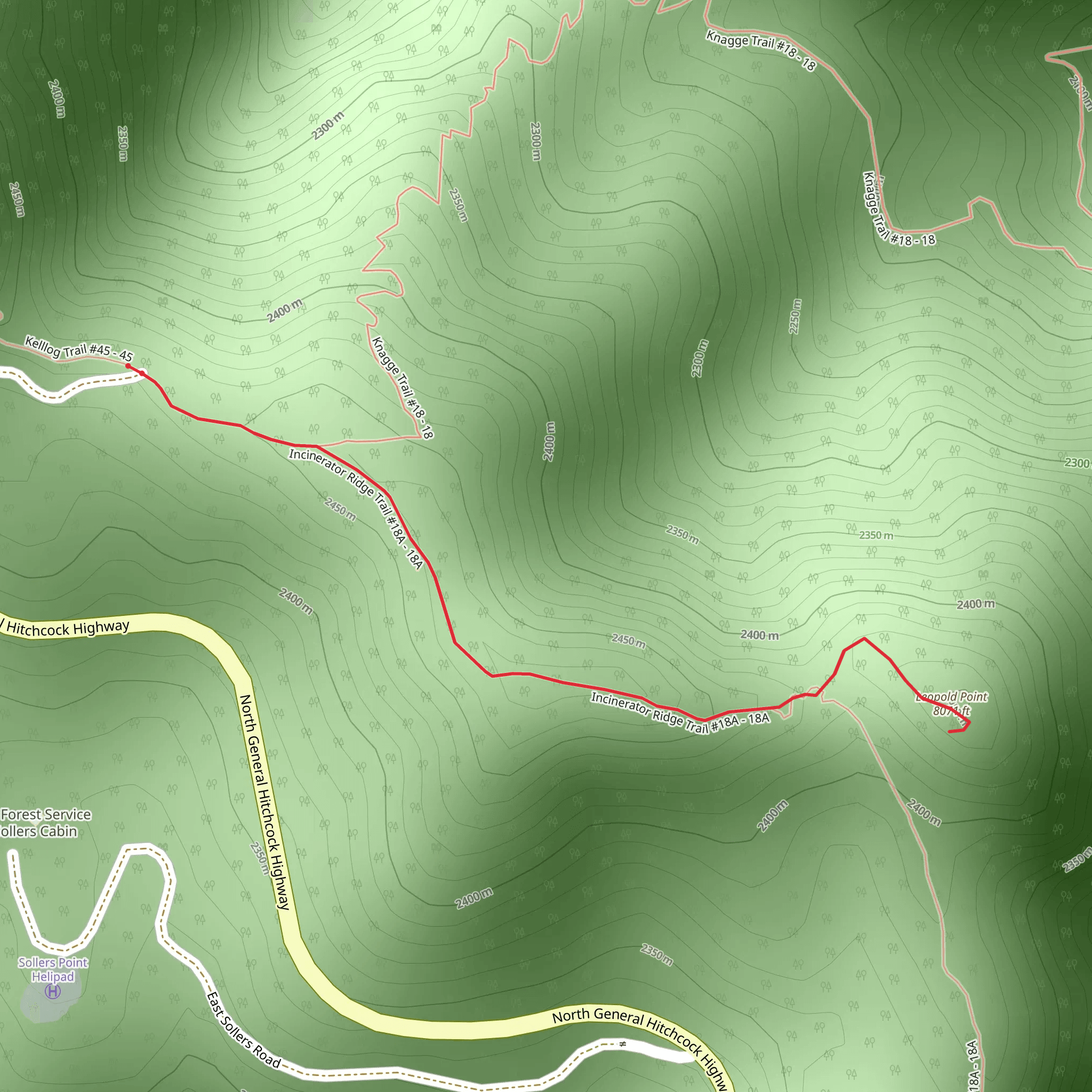 Leopold Point via Sky Islands Traverse mobile static map