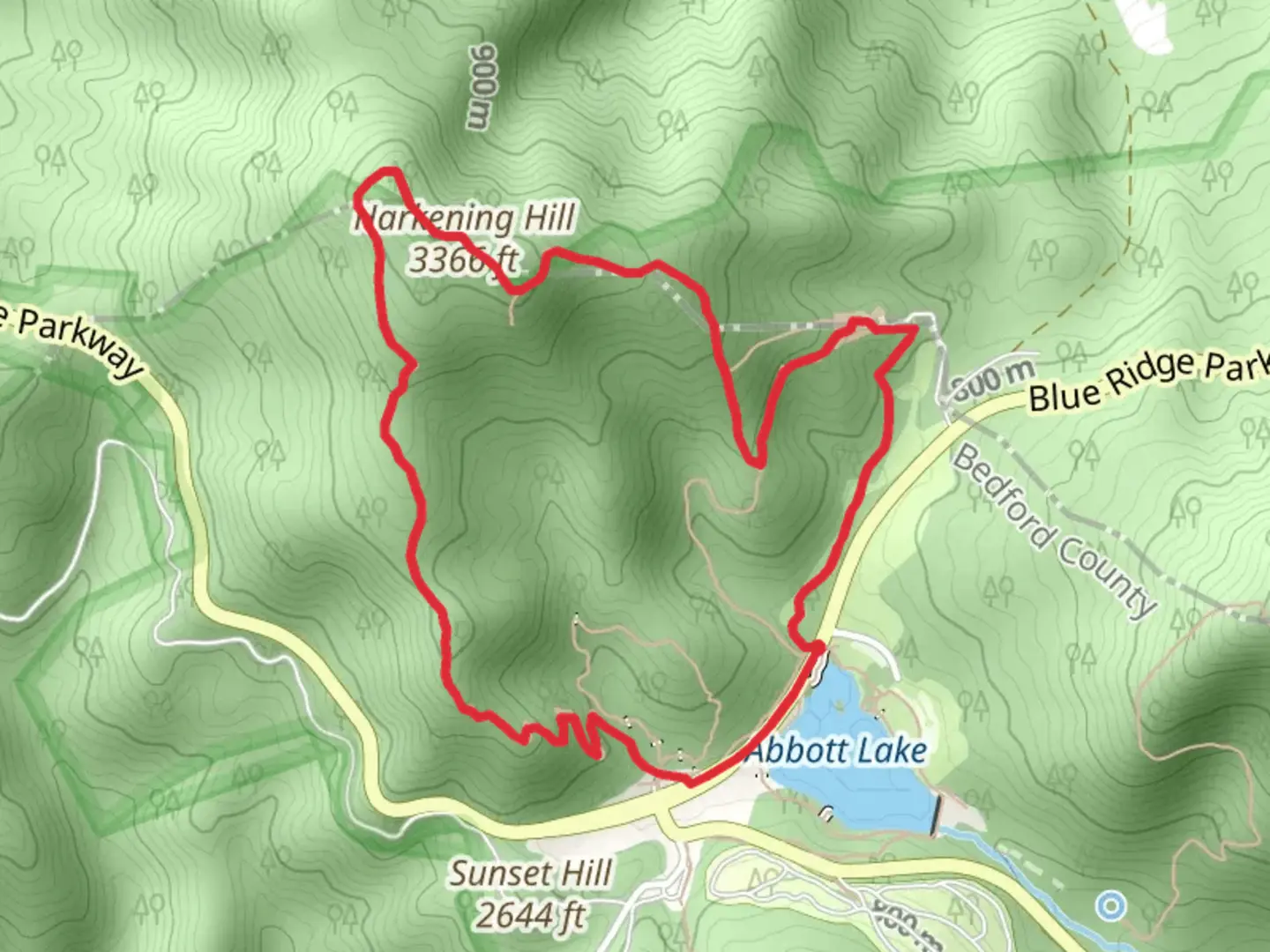 An image depicting the trail Harkening Hill Loop Trail and its surrounding area.