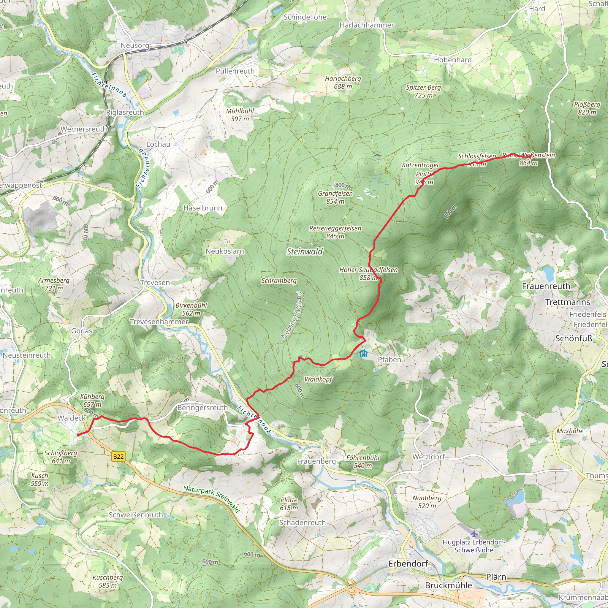 Waldeck to Ruine Weibenstein Walk mobile static map