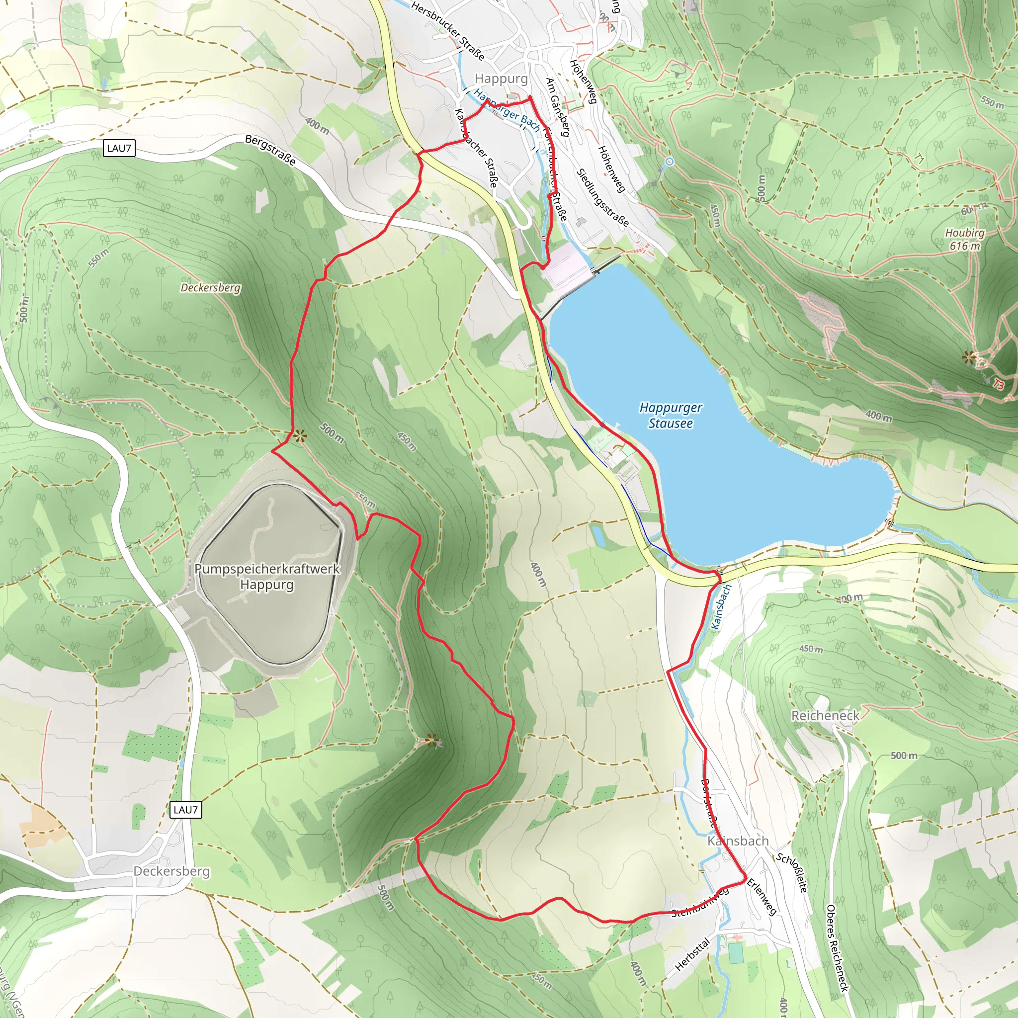 Happurg, Kainsbach and Happurger See Loop mobile static map