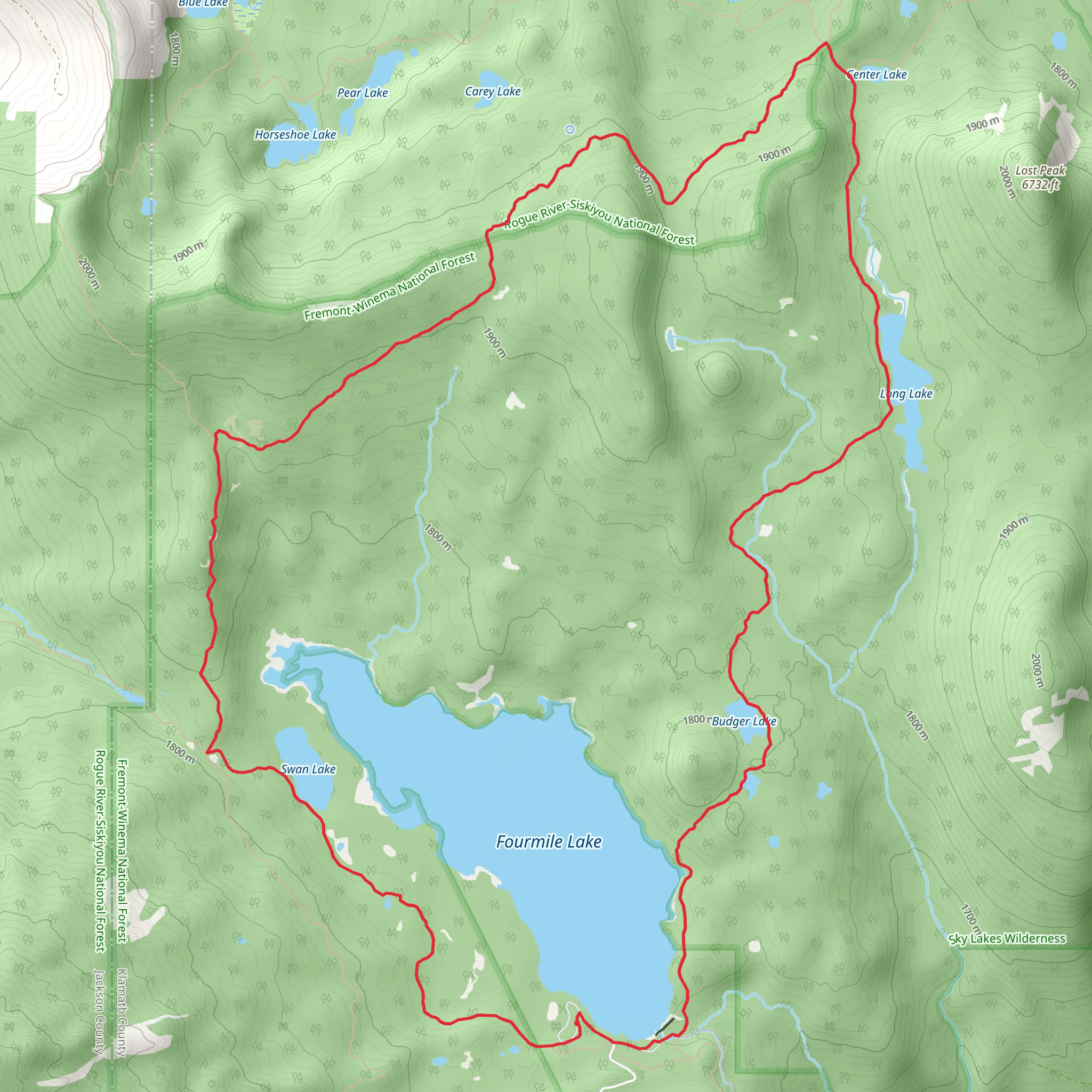 Fourmile Lake Loop via PCT mobile static map