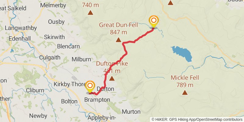 Ravenglass to Berwick - upon - Tweed Walk stage 7 Map