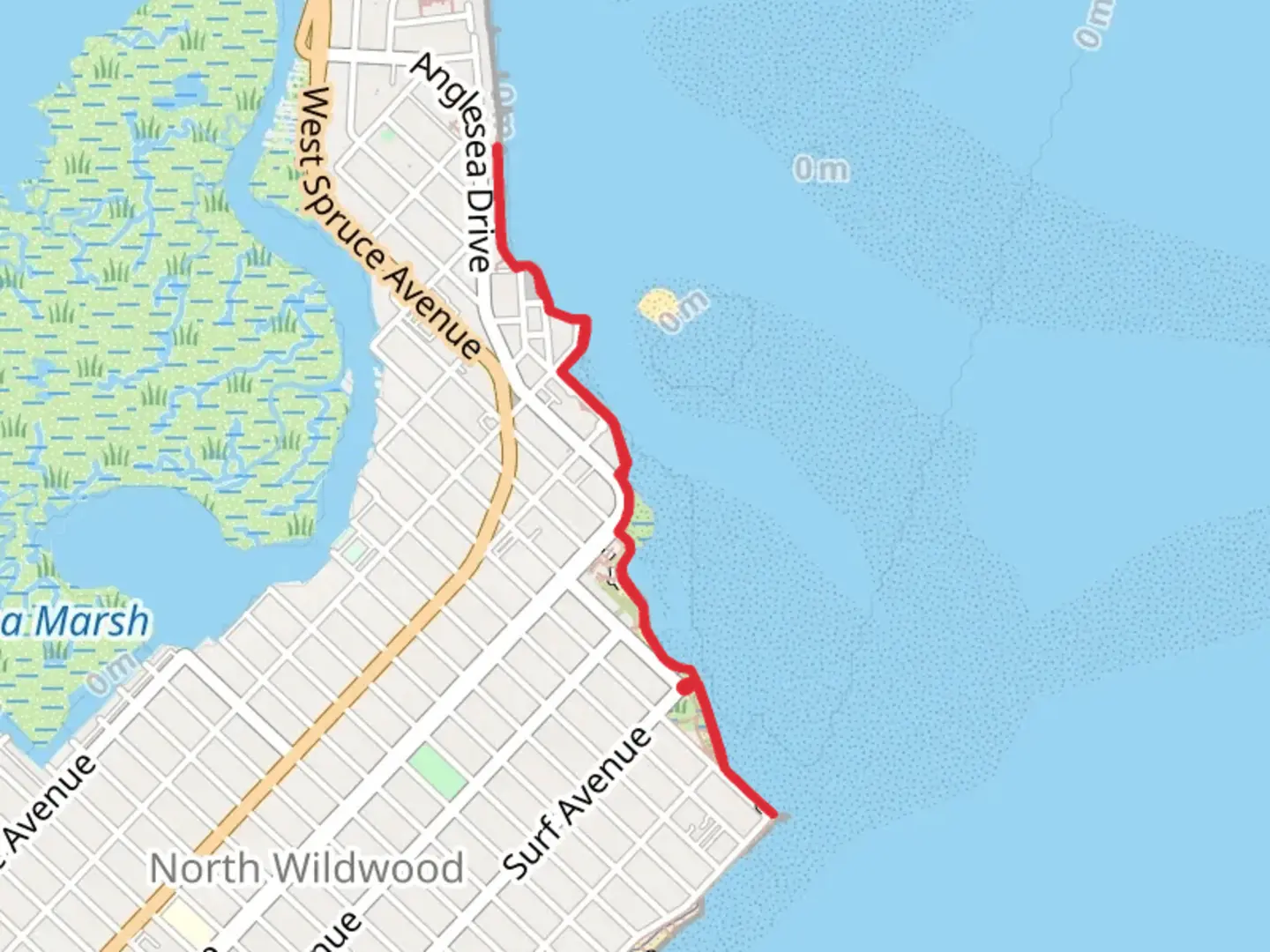 An image depicting the trail North Wildwood Seawall Walk and its surrounding area.