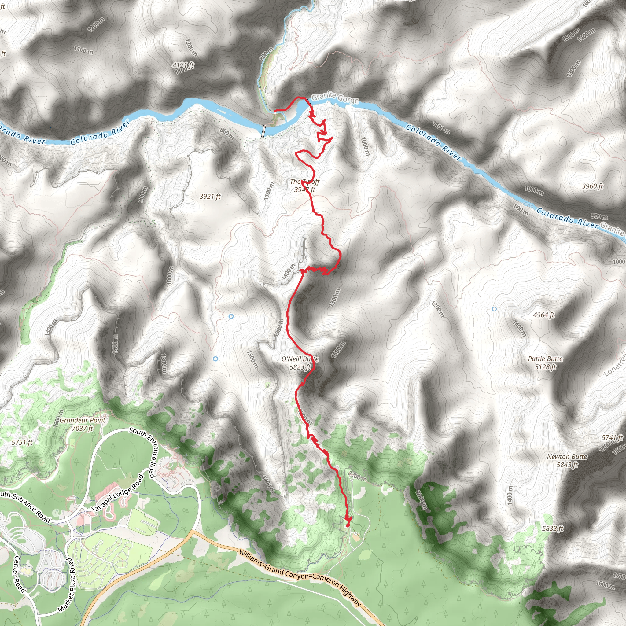 South Kaibab Trail mobile static map