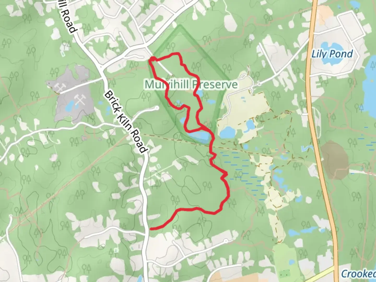 An image depicting the trail Mulvihill Preserve Trail Loop and its surrounding area.