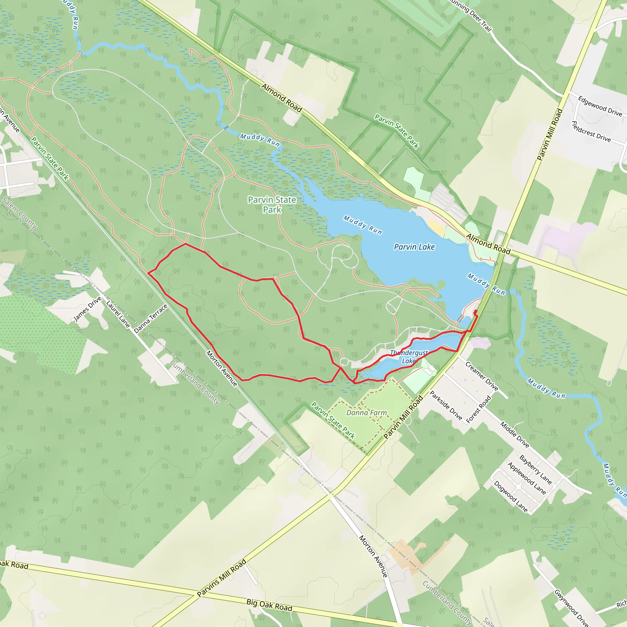 Thundergust Lake, Long Red and Black Loop Trail mobile static map