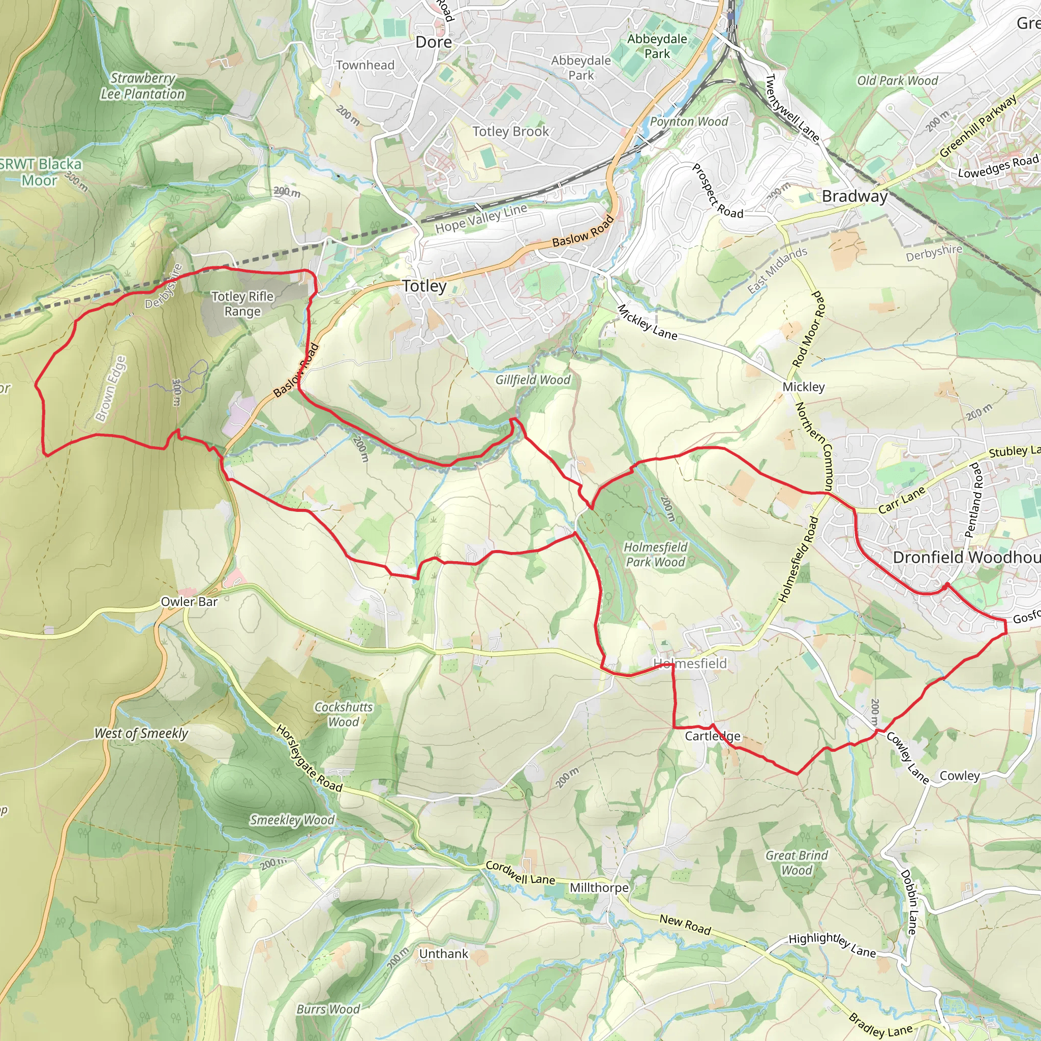 Flask Edge from Dronfield Woodhouse mobile static map