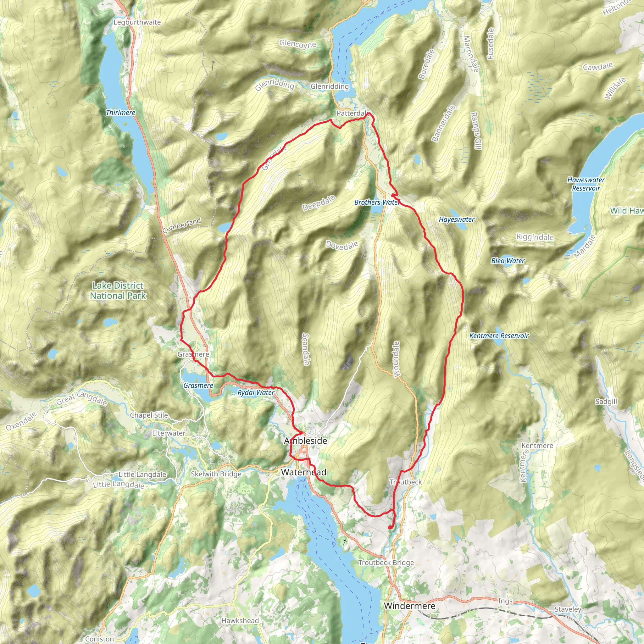 Lakes and Tarns Walk in Eastern Lakeland mobile static map