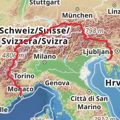 Via Alpina - Red Trail mobile static map