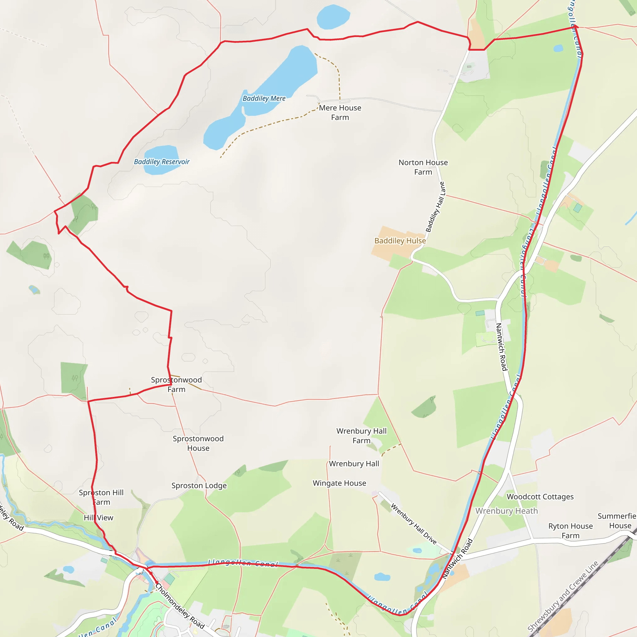 Wrenbury Circular Walk mobile static map