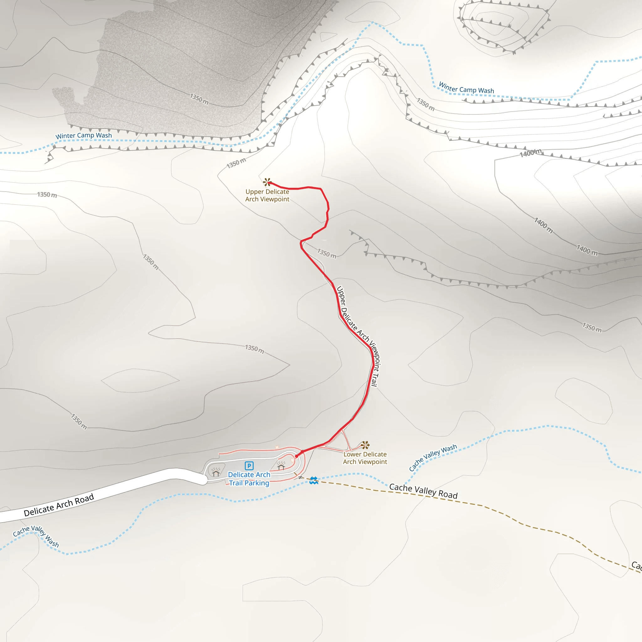 Upper Delicate Arch Viewpoint Trail mobile static map