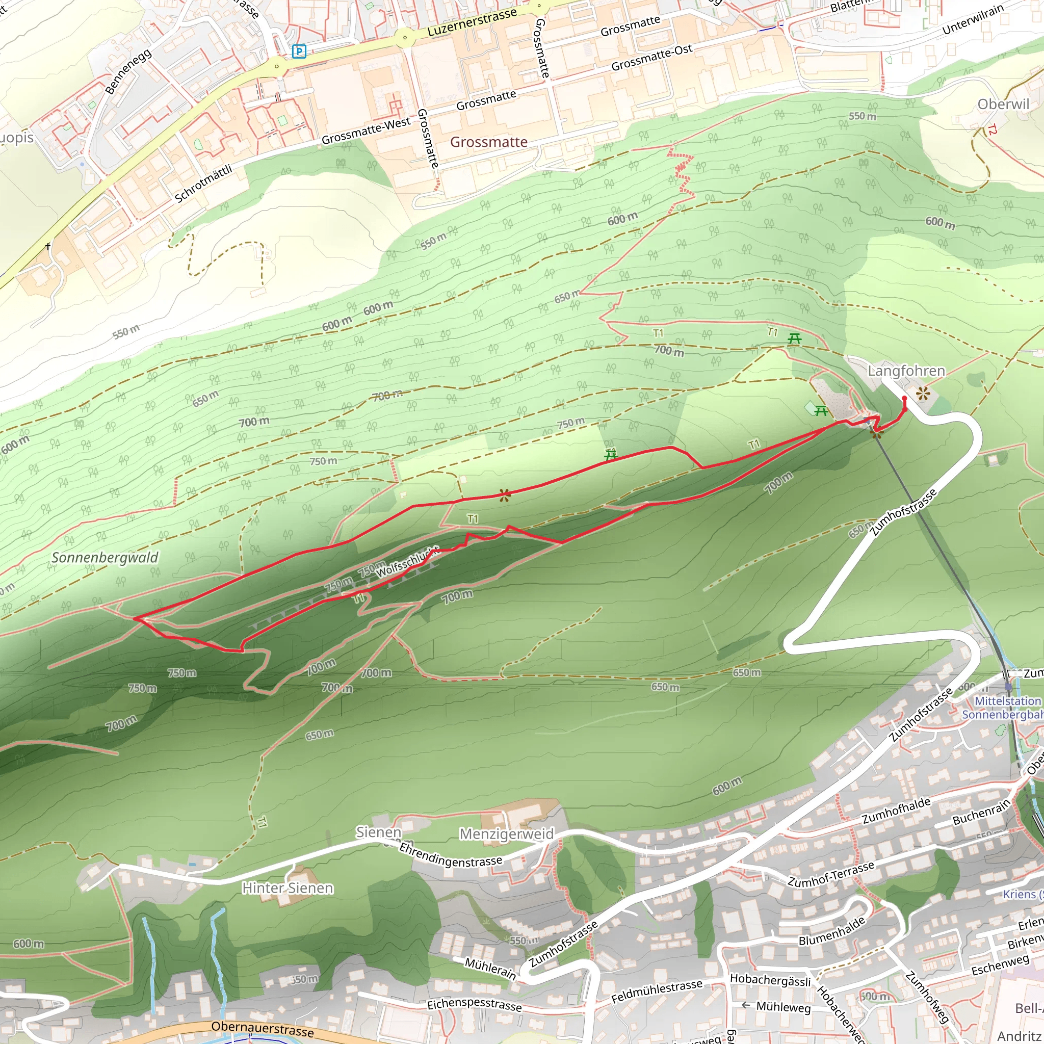Zwergen Trail on the Sonnenberg mobile static map