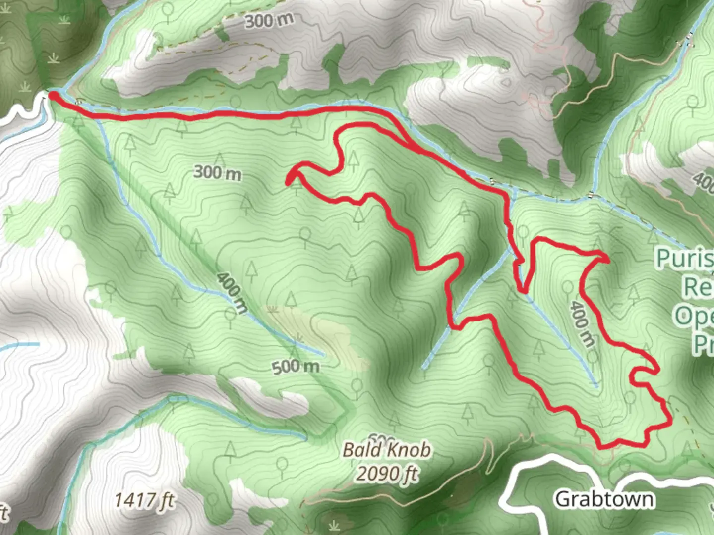 An image depicting the trail Purisima Creek, Grabtown Gulch andBorden Hatch Mill Loop Trail and its surrounding area.