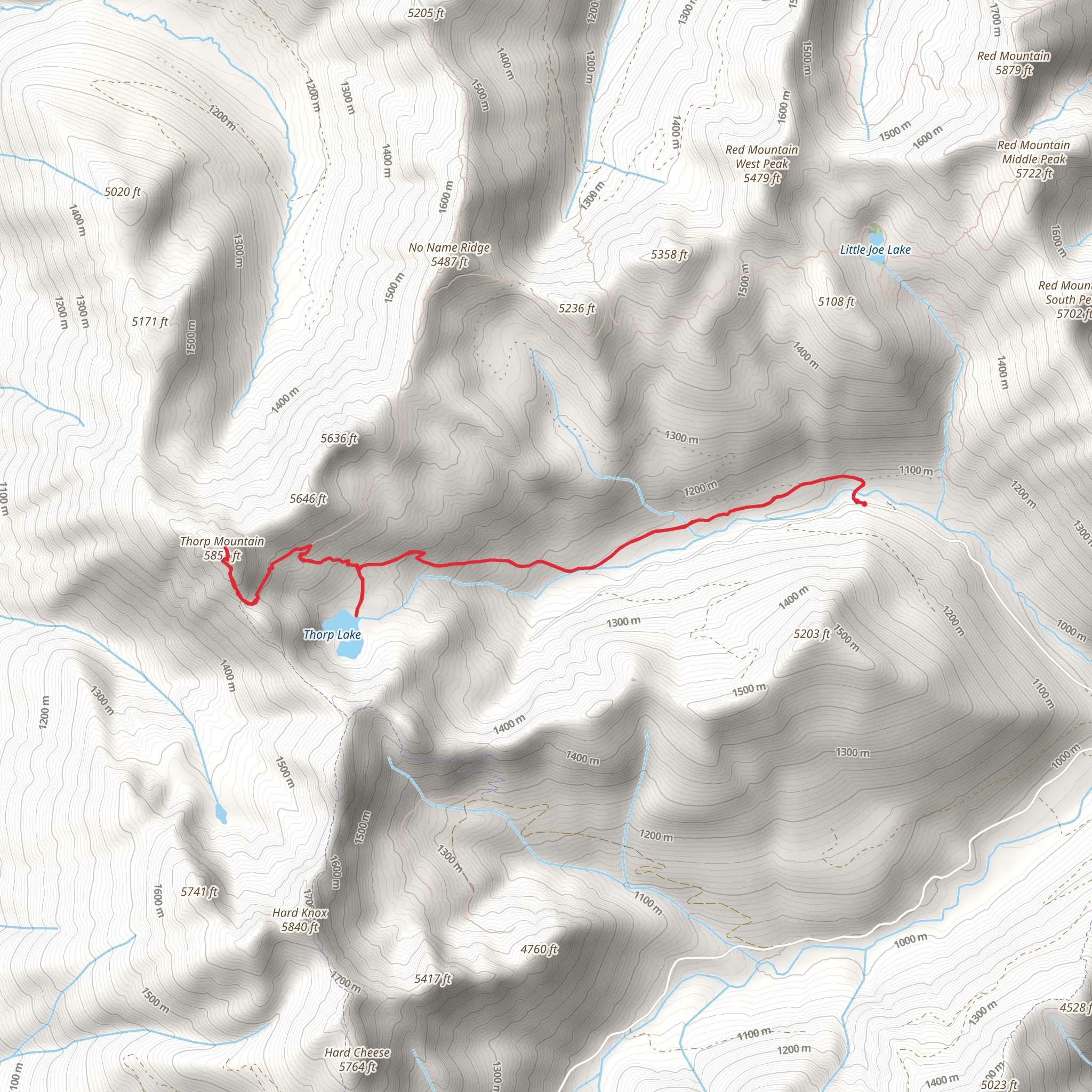 Thorp Lake and Thorp Lookout via Thorp Creek Trail mobile static map