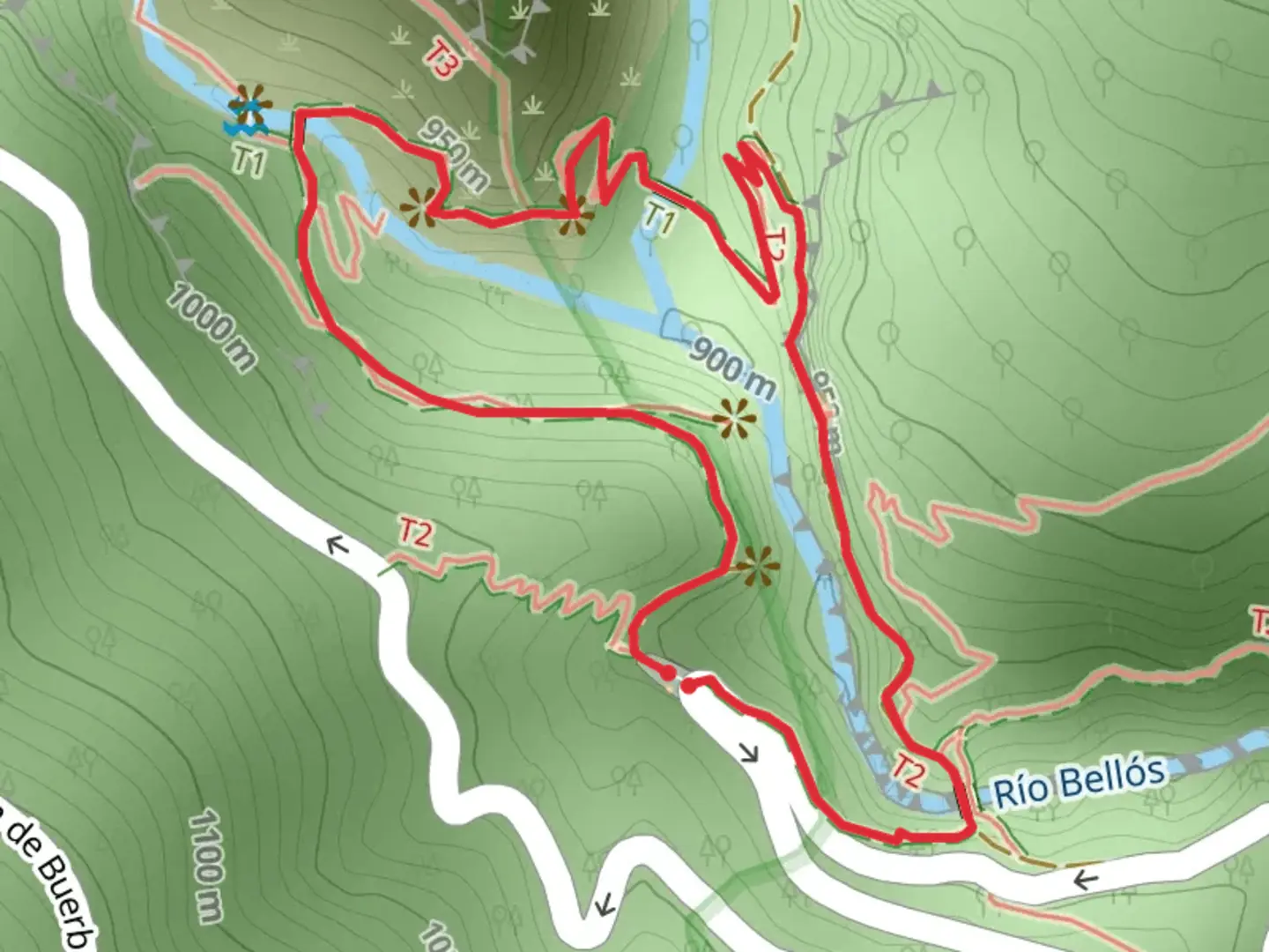 An image depicting the trail Ermita de San Úrbez - Cascada del Aso and its surrounding area.