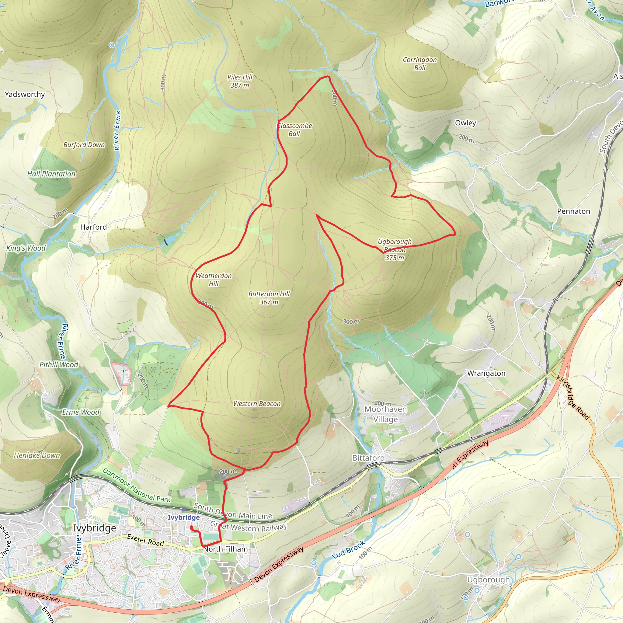 Ugborough Beacon, Stone Row Loop mobile static map