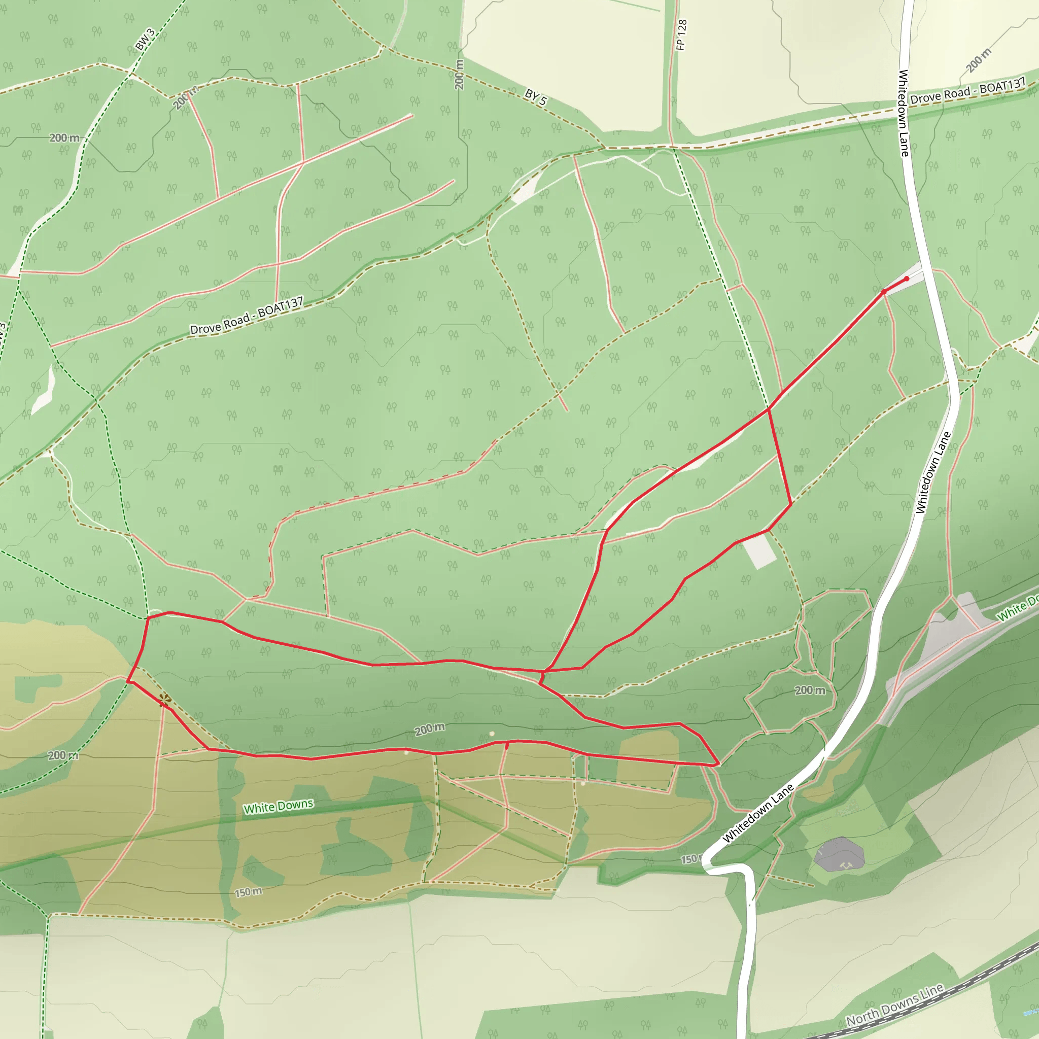 Dunley Wood and North Downs Way mobile static map