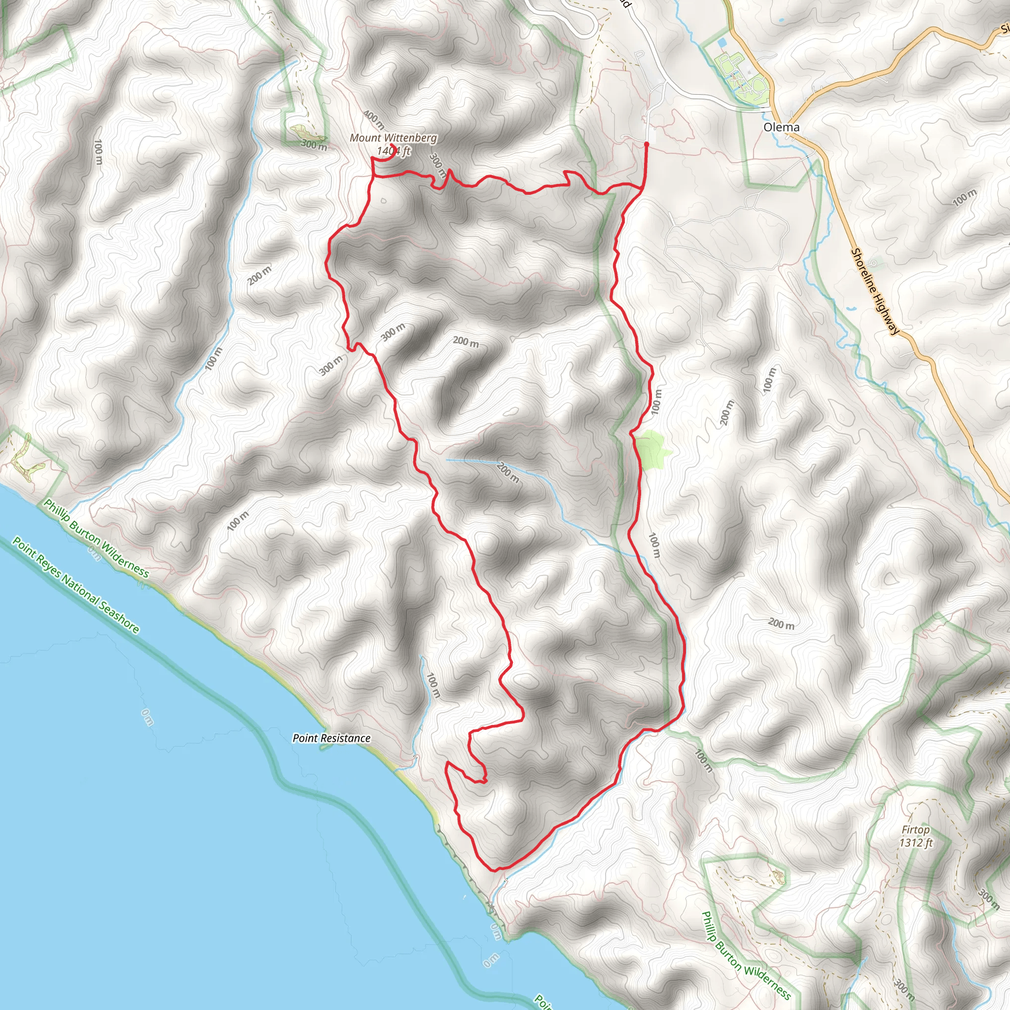 Mount Wittenberg, Sky Trail and Bear Valley Loop Trail mobile static map