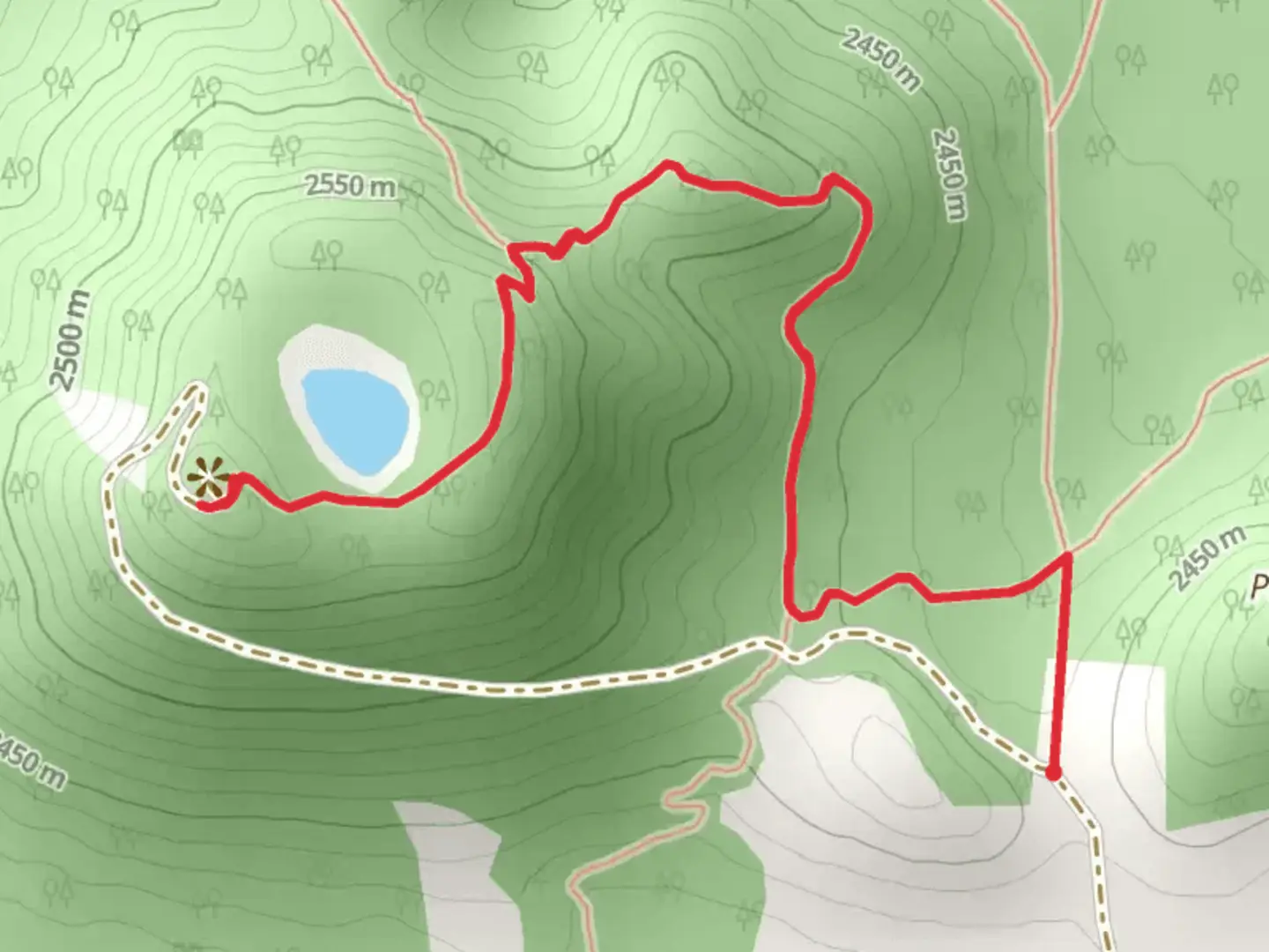 An image depicting the trail Lake Mountain via Four Springs Trail and its surrounding area.