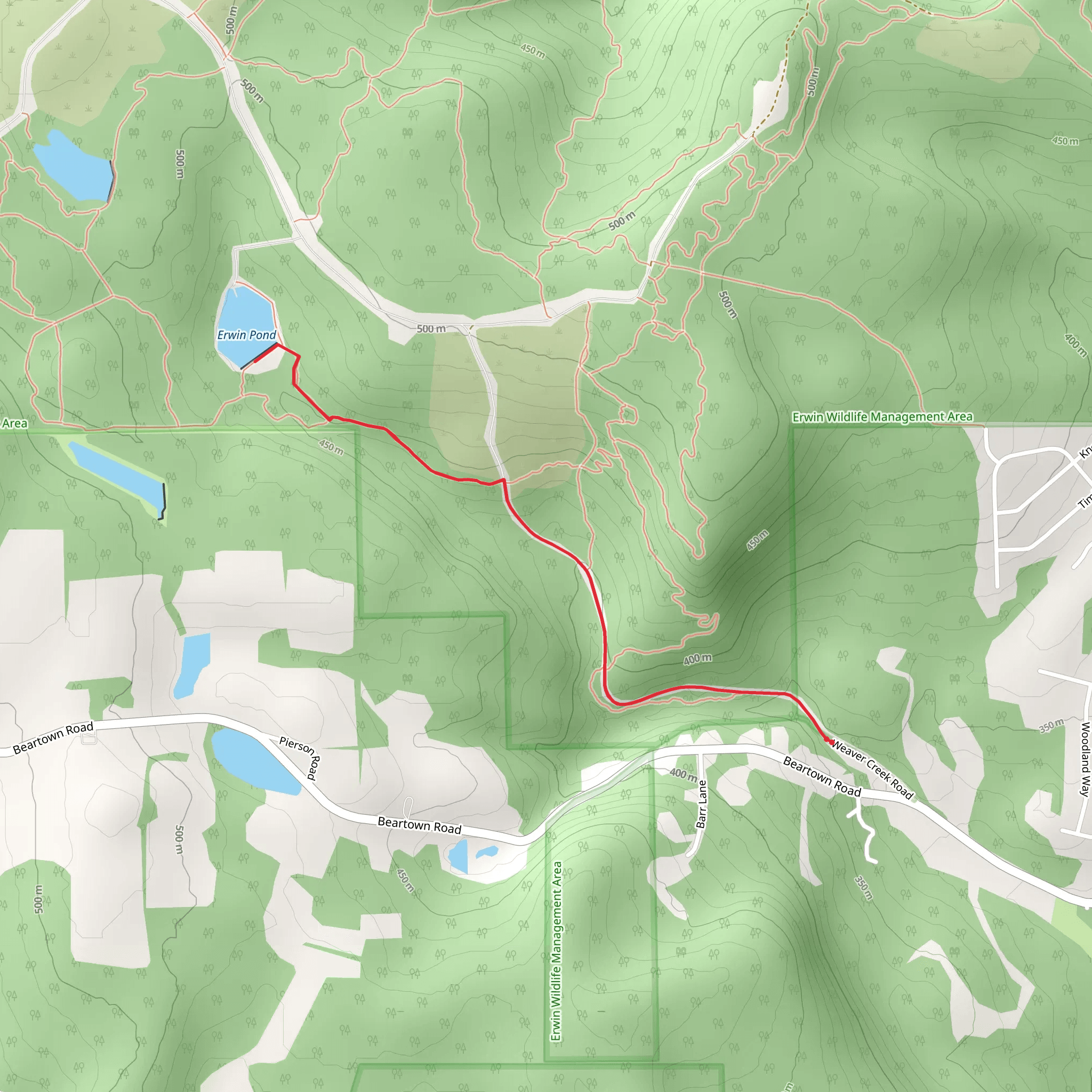 Erwin Pond from Weaver Creek Road mobile static map