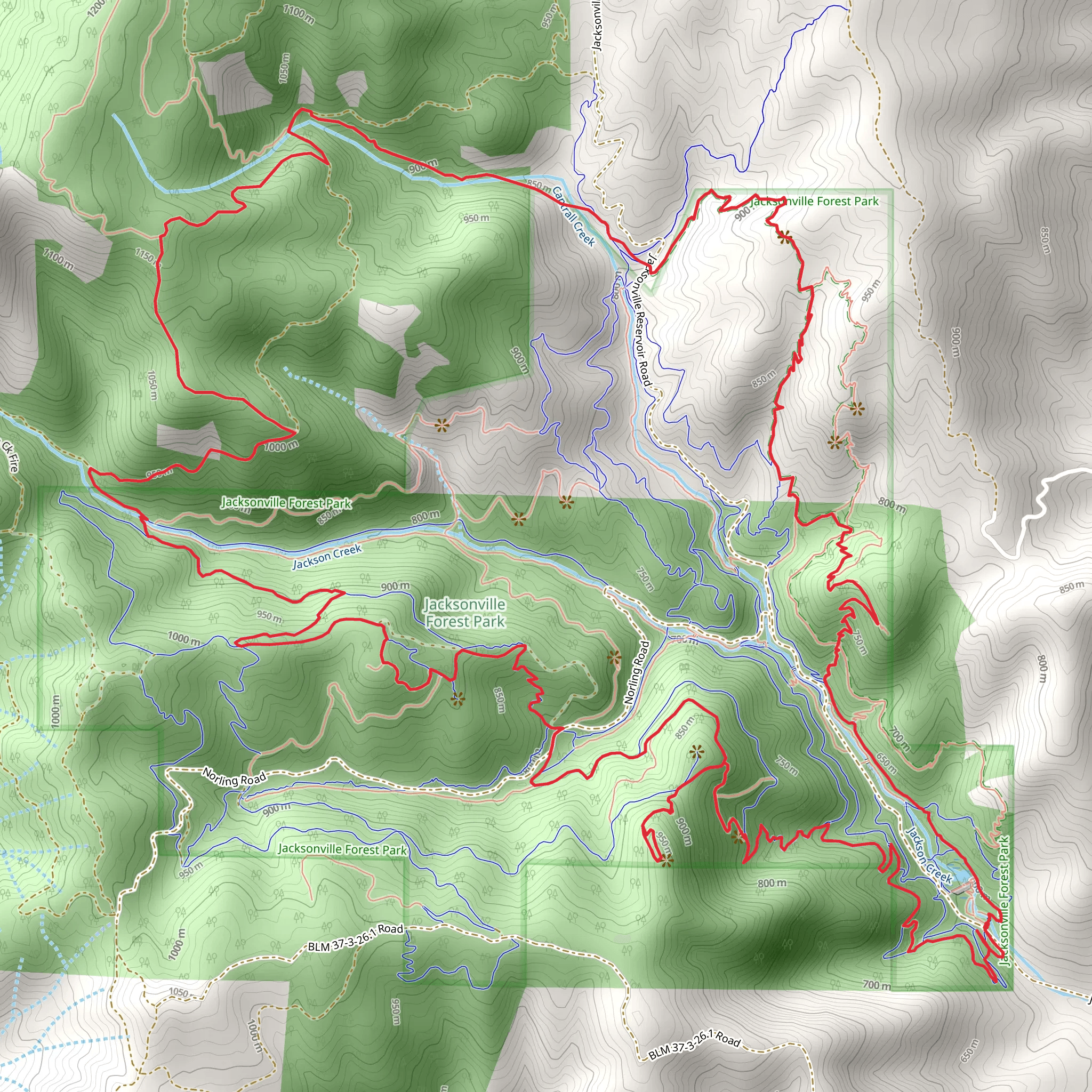 Ol' Miners Trail, Twin Peaks Trail and Rattlesnake Trail mobile static map
