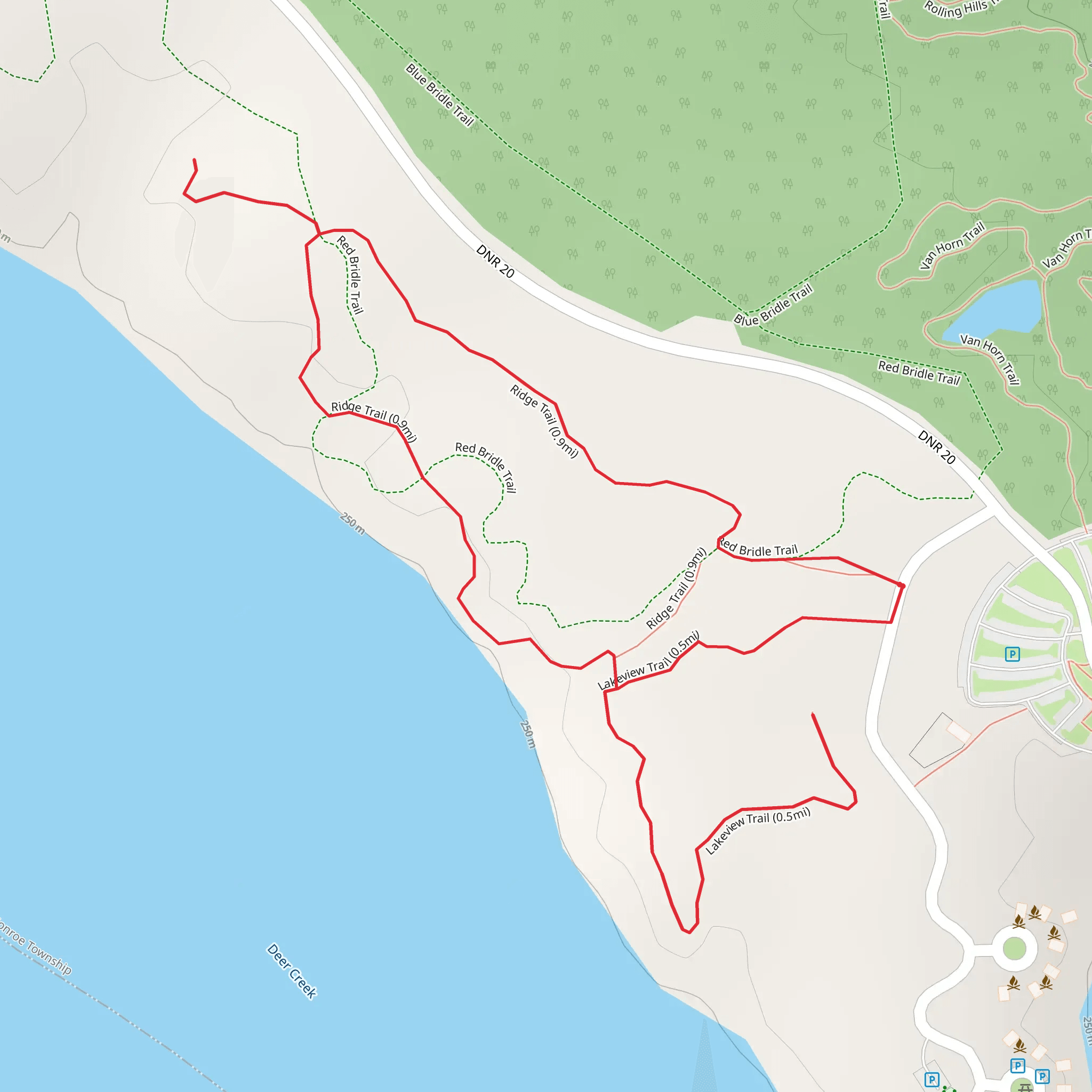 Ridge Trail and Lakeview Trail mobile static map