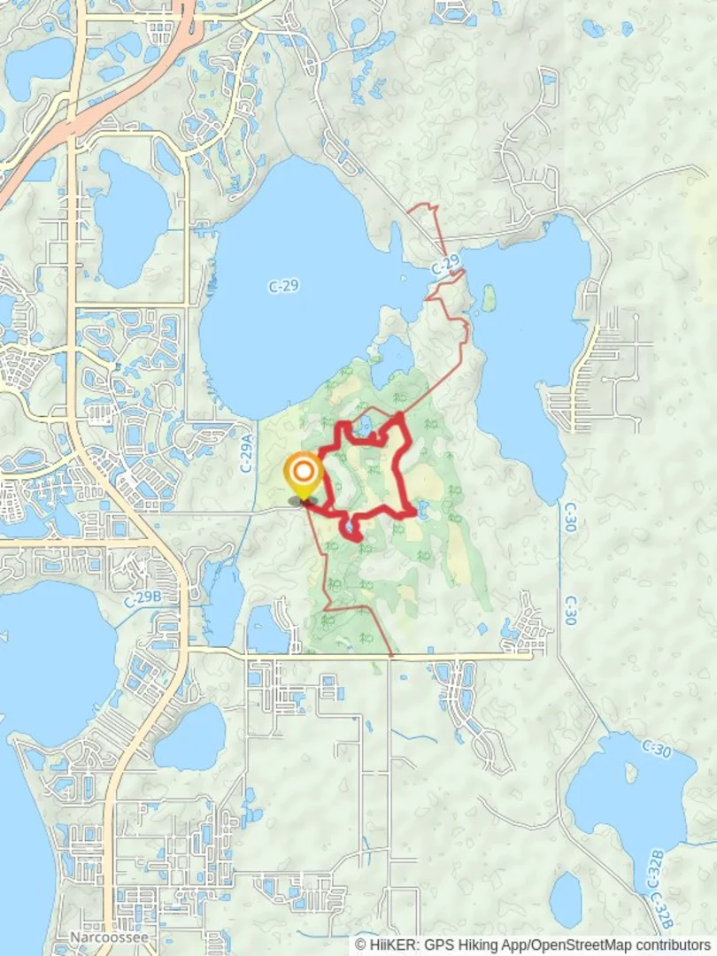 An image depicting the trail Lake 1 and Lake 2 Loop via Center Trail and its surrounding area.