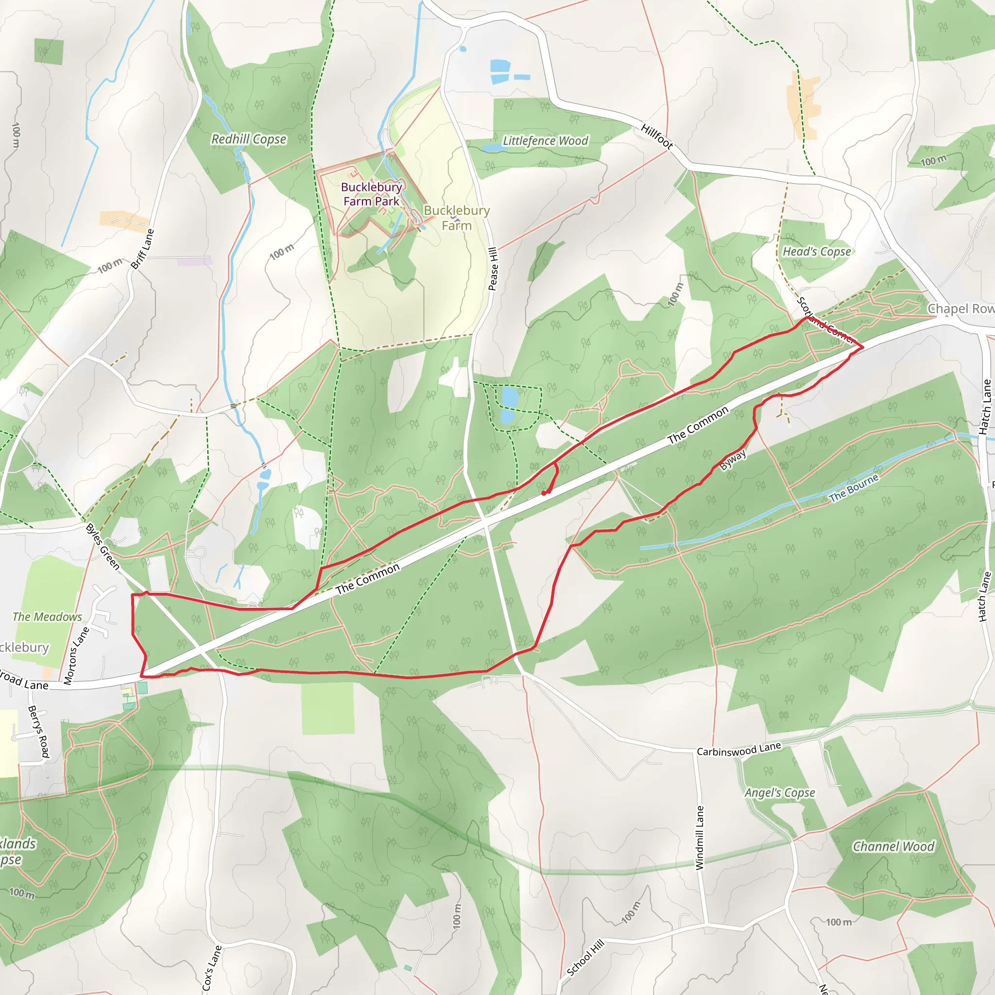 Bucklebury Common Loop mobile static map
