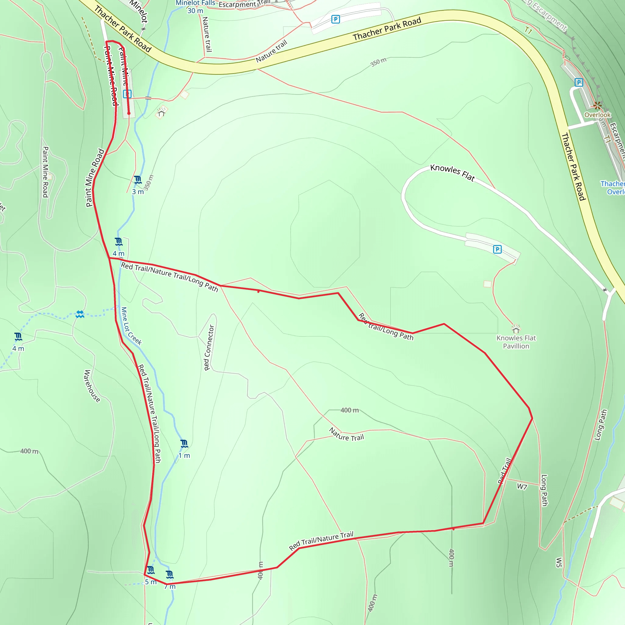 Mine Lot Creek via Red Trail and Long Path mobile static map