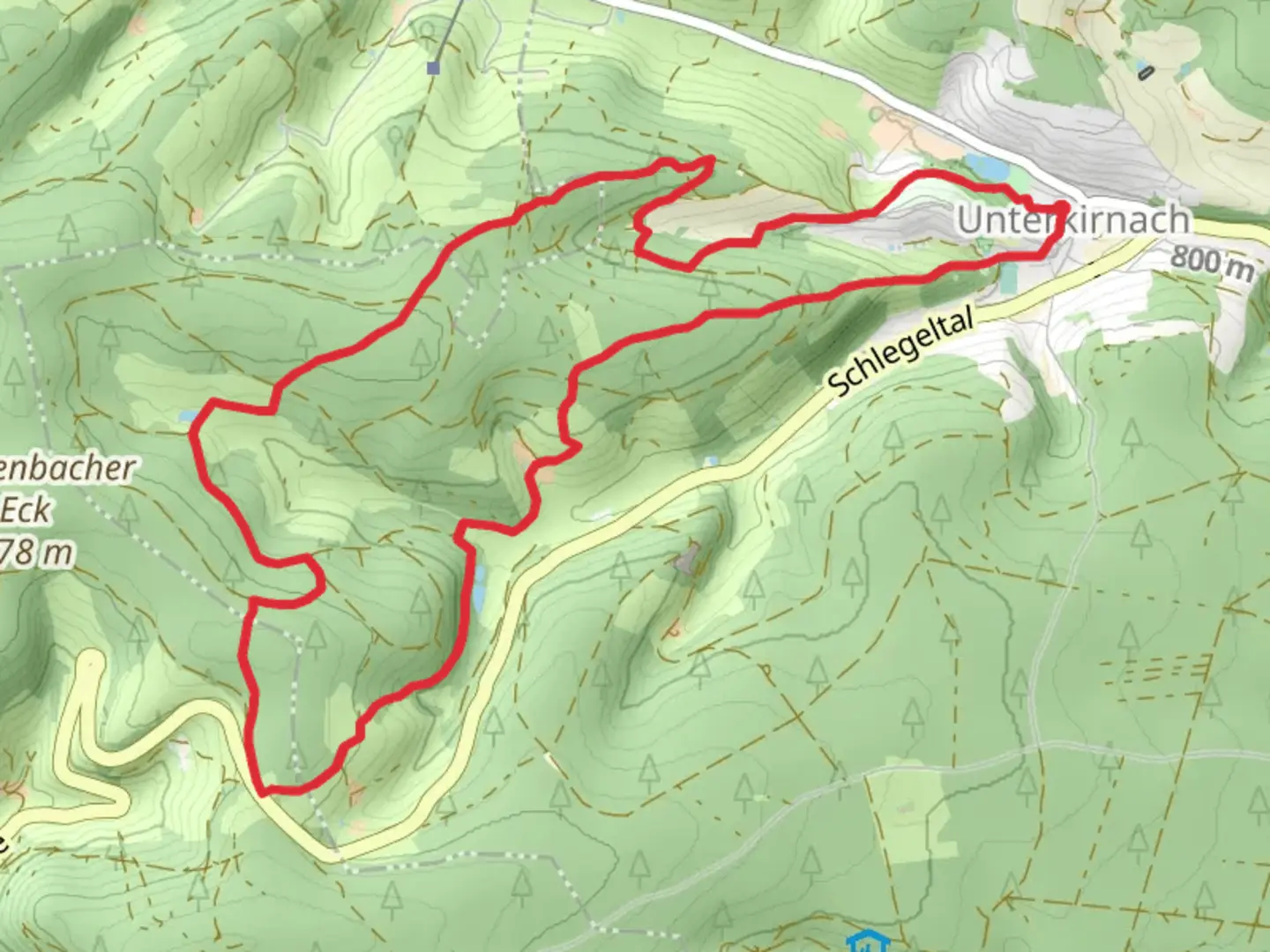 An image depicting the trail Duerrheimer Wald - Beim Umsetzer and Hochschwarzwald-Jakobusweg and its surrounding area.