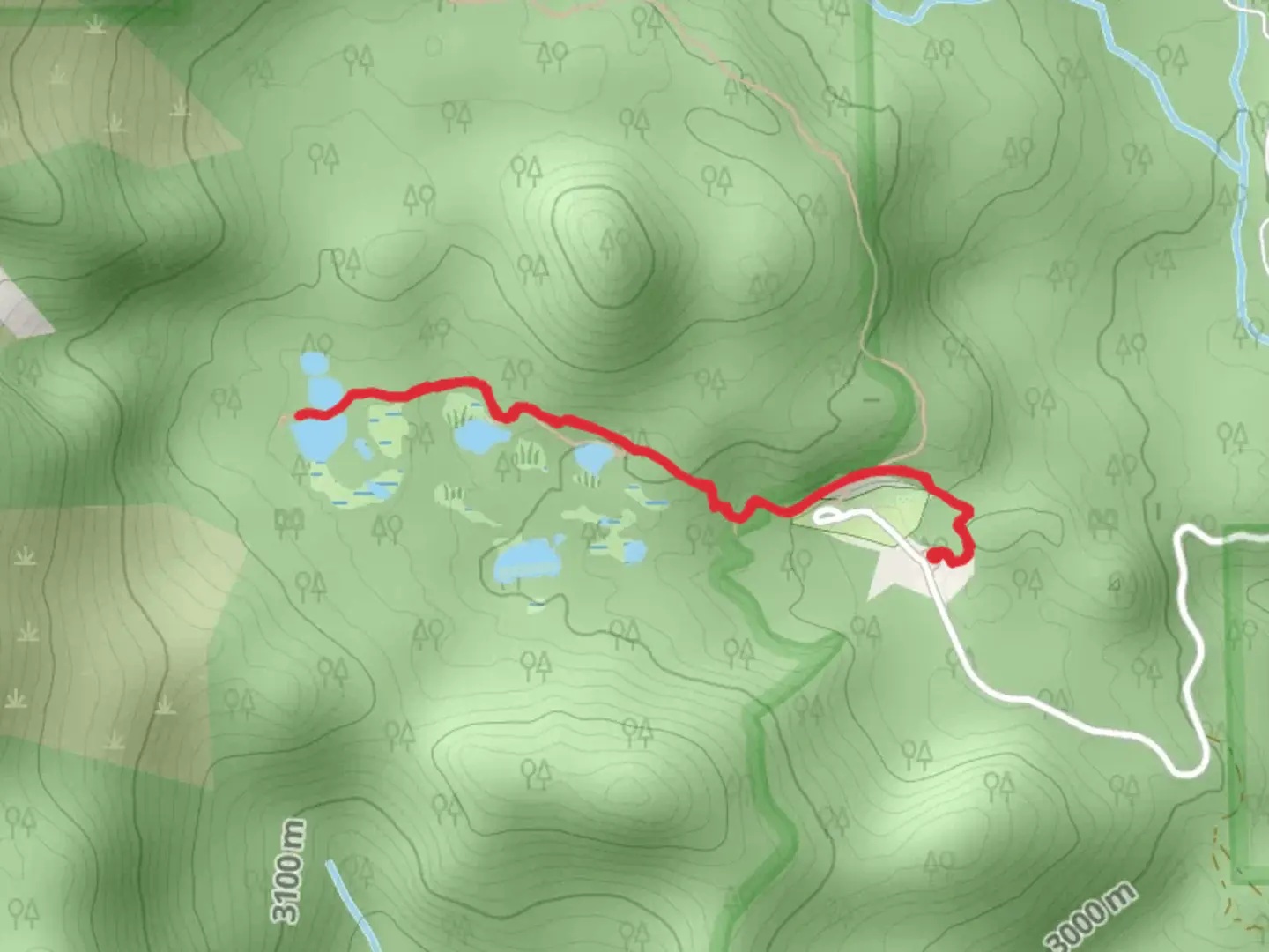 An image depicting the trail Rainbow Lakes Trail and its surrounding area.