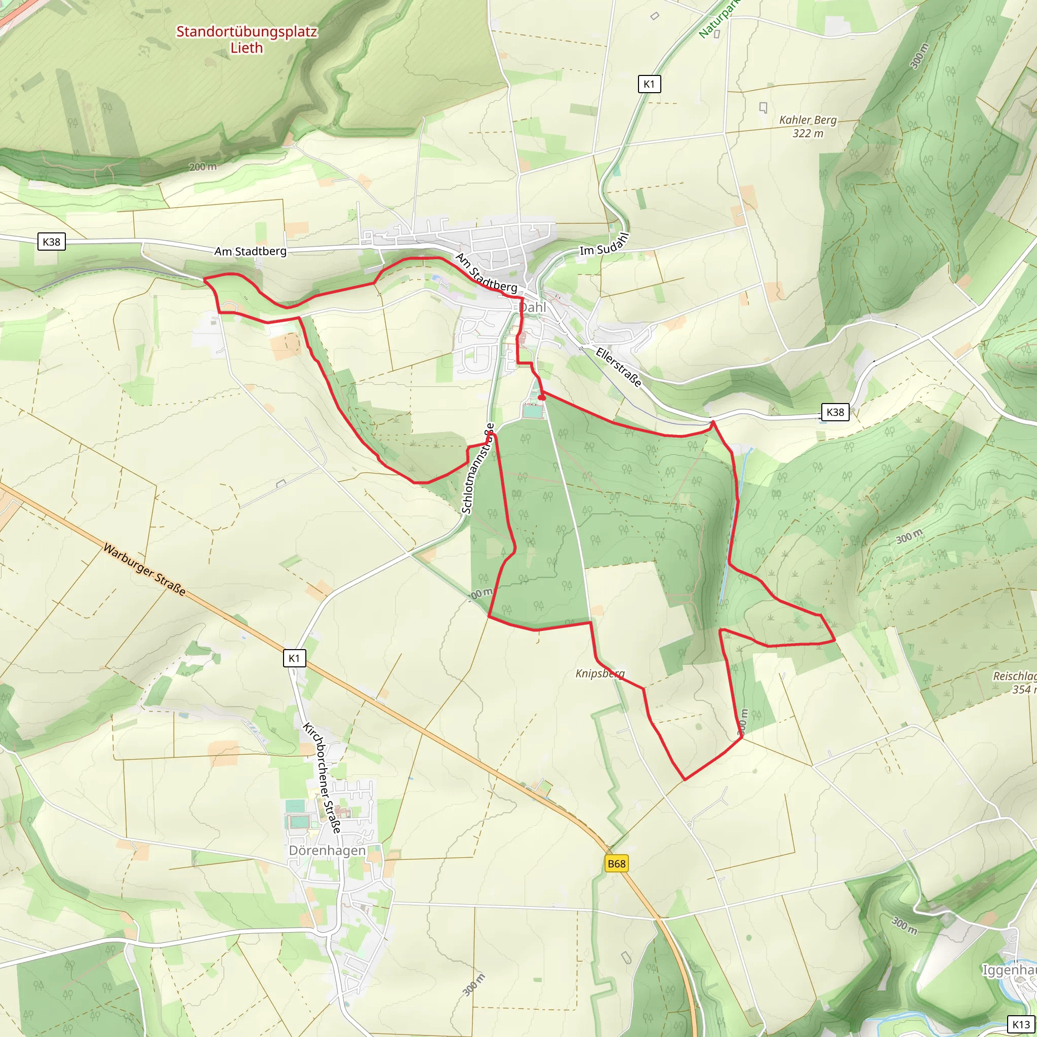 Dahl Rundweg, Josef Schmitz Weg and Paderborner Karstrundweg mobile static map