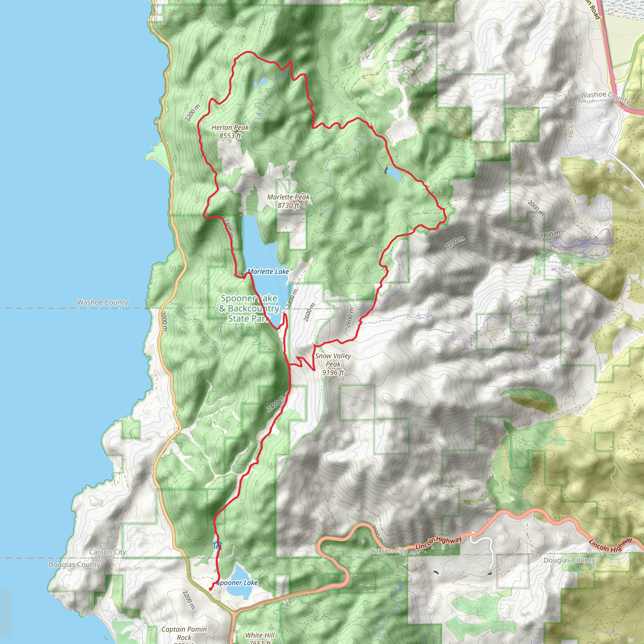 North Canyon Road, Marlette Flume and Red House Flume Loop Trail mobile static map