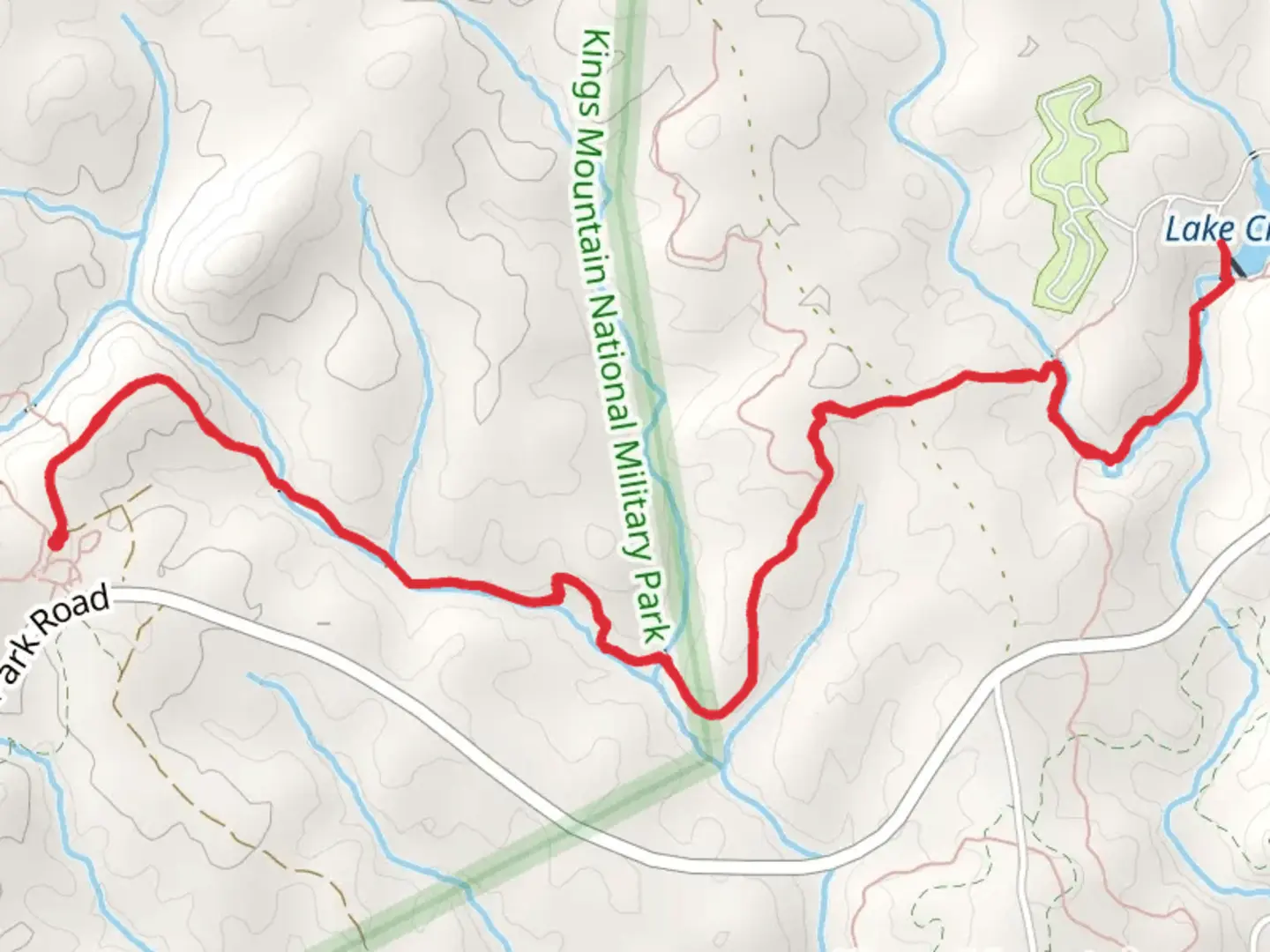 An image depicting the trail Lake Crawford via Long Branch and its surrounding area.