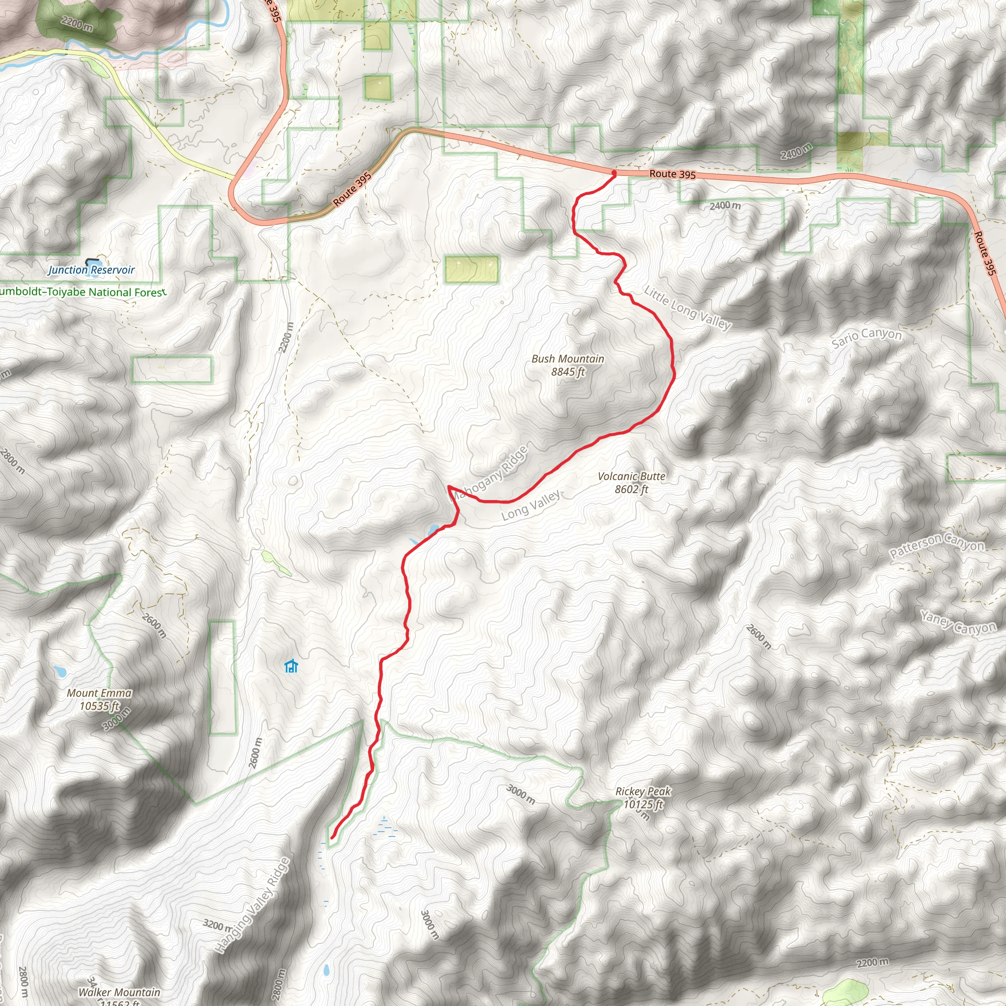Molybdenite Cutoff via Long Valley Creek Trail mobile static map