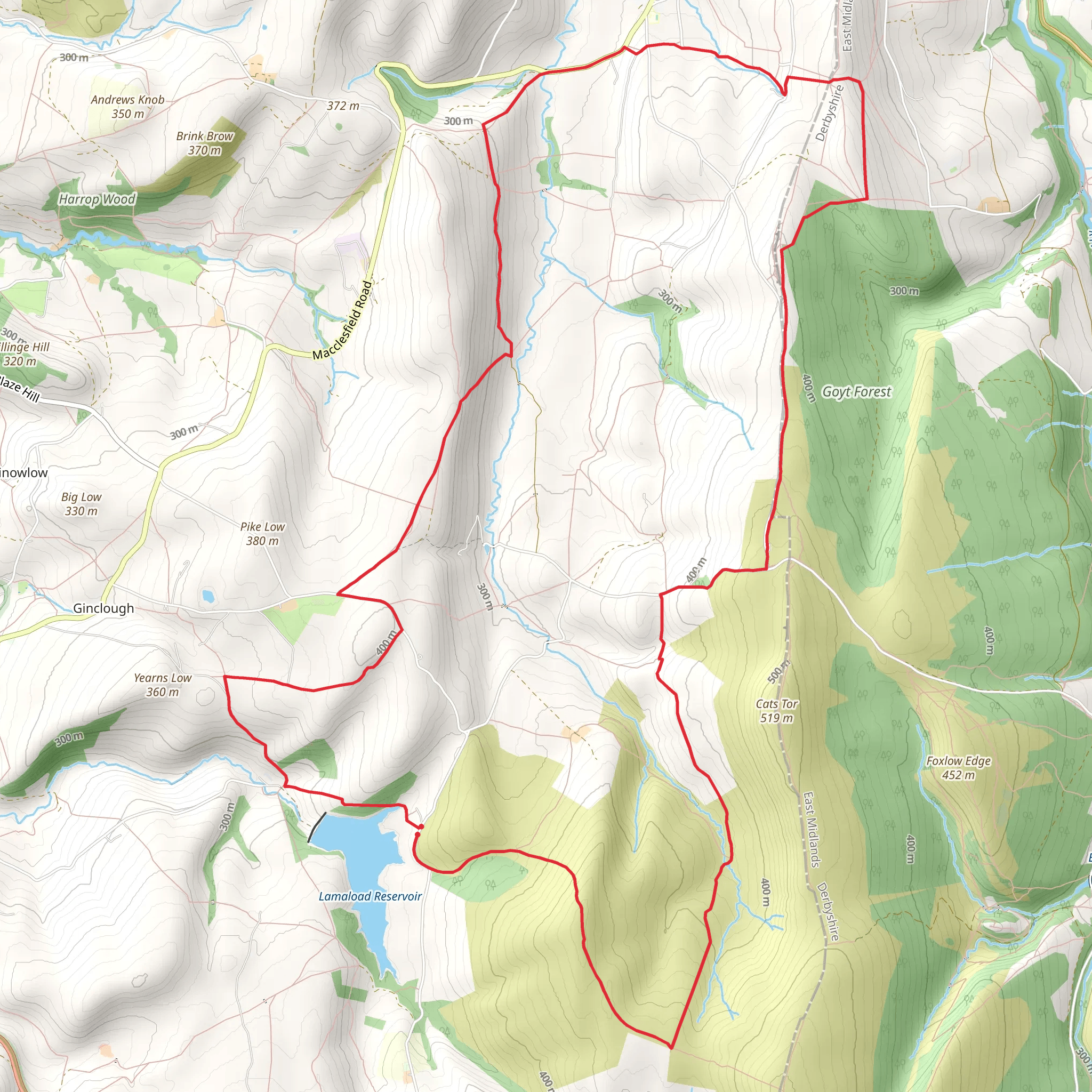 Kettleshulme and Taxal Edge from Lamaload mobile static map