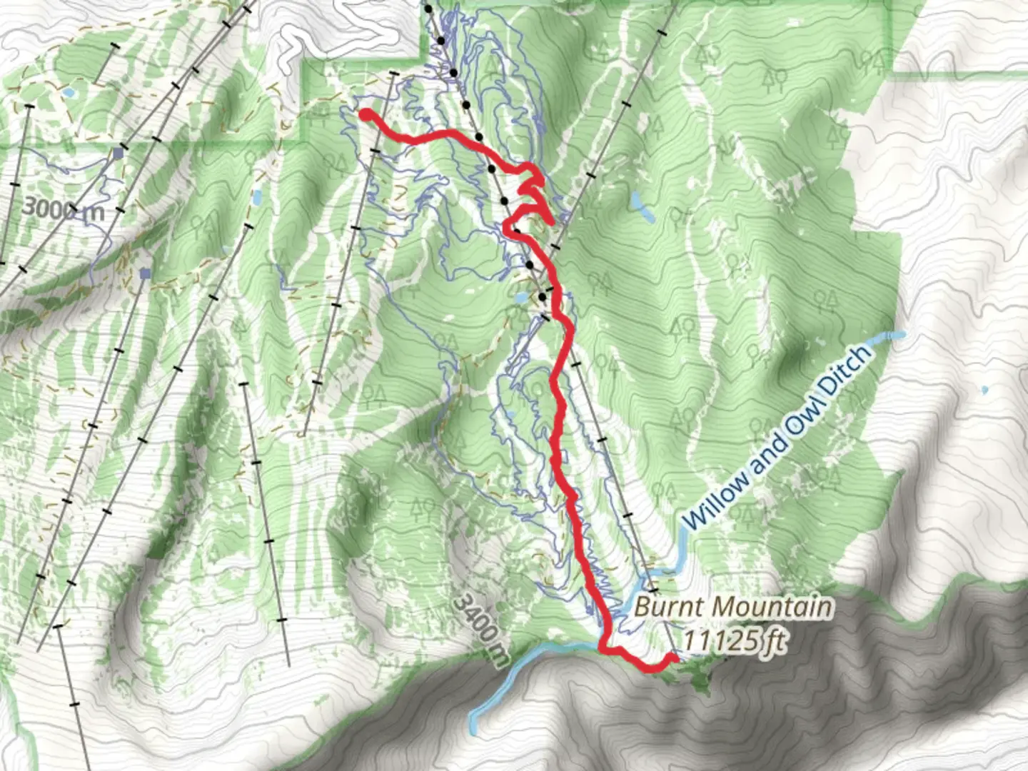 An image depicting the trail Funnel Bypass and Summit and its surrounding area.