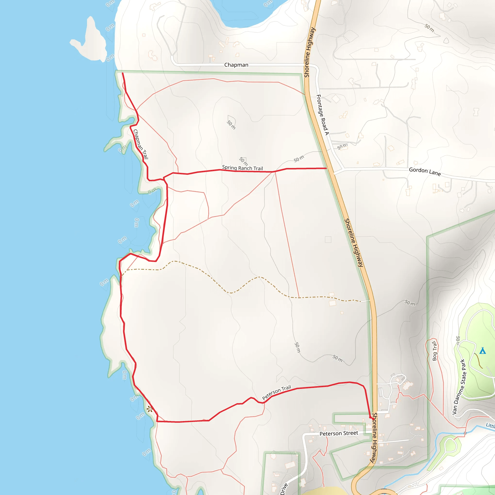 Peterson Trail, Spring Ranch Trail and Chapman Trail mobile static map